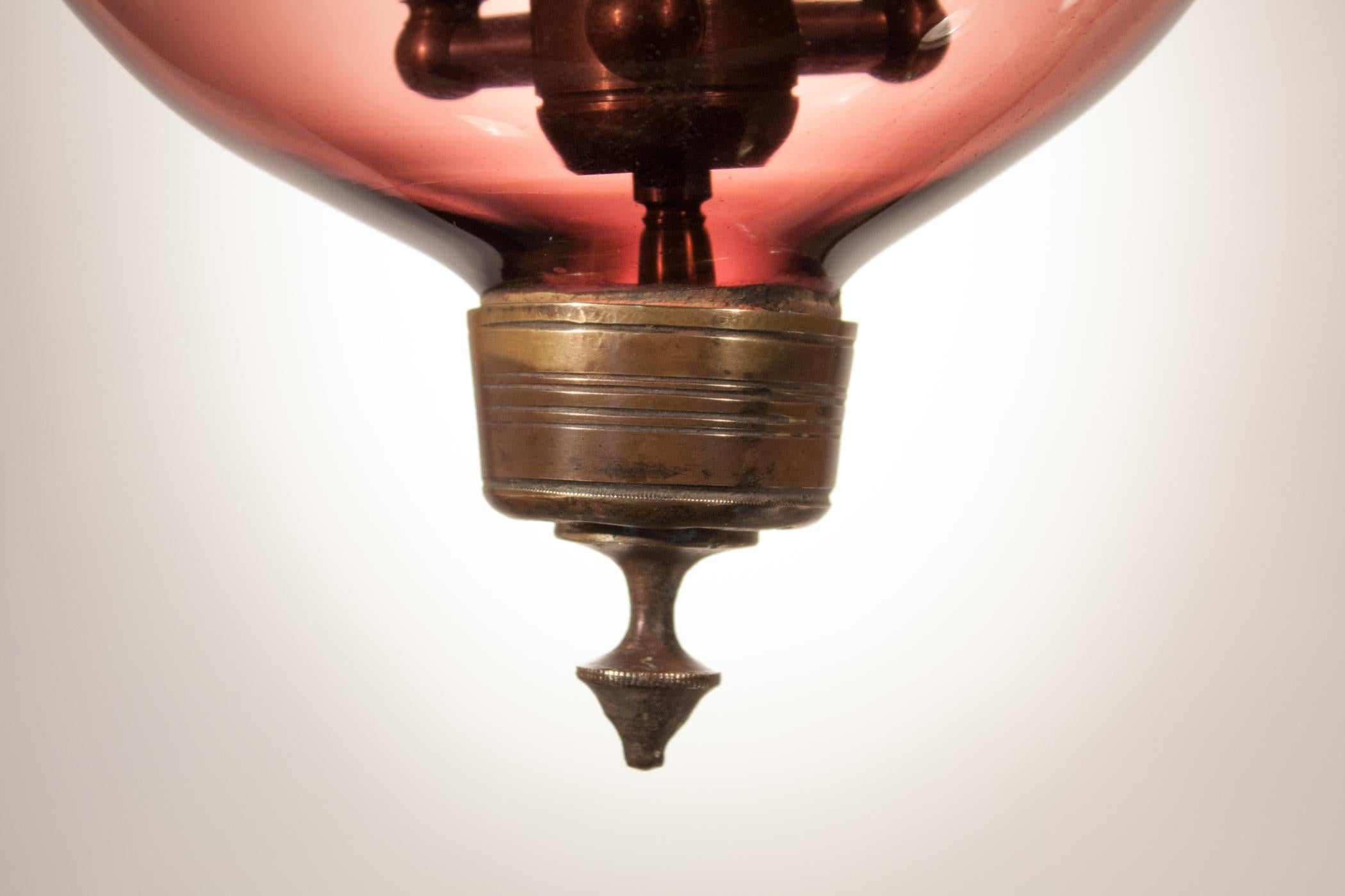 19th Century Bell Jar Lantern with Amethyst Colored Glass 2