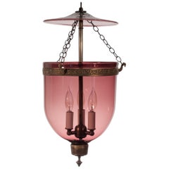 19th Century Bell Jar Lantern with Amethyst Colored Glass