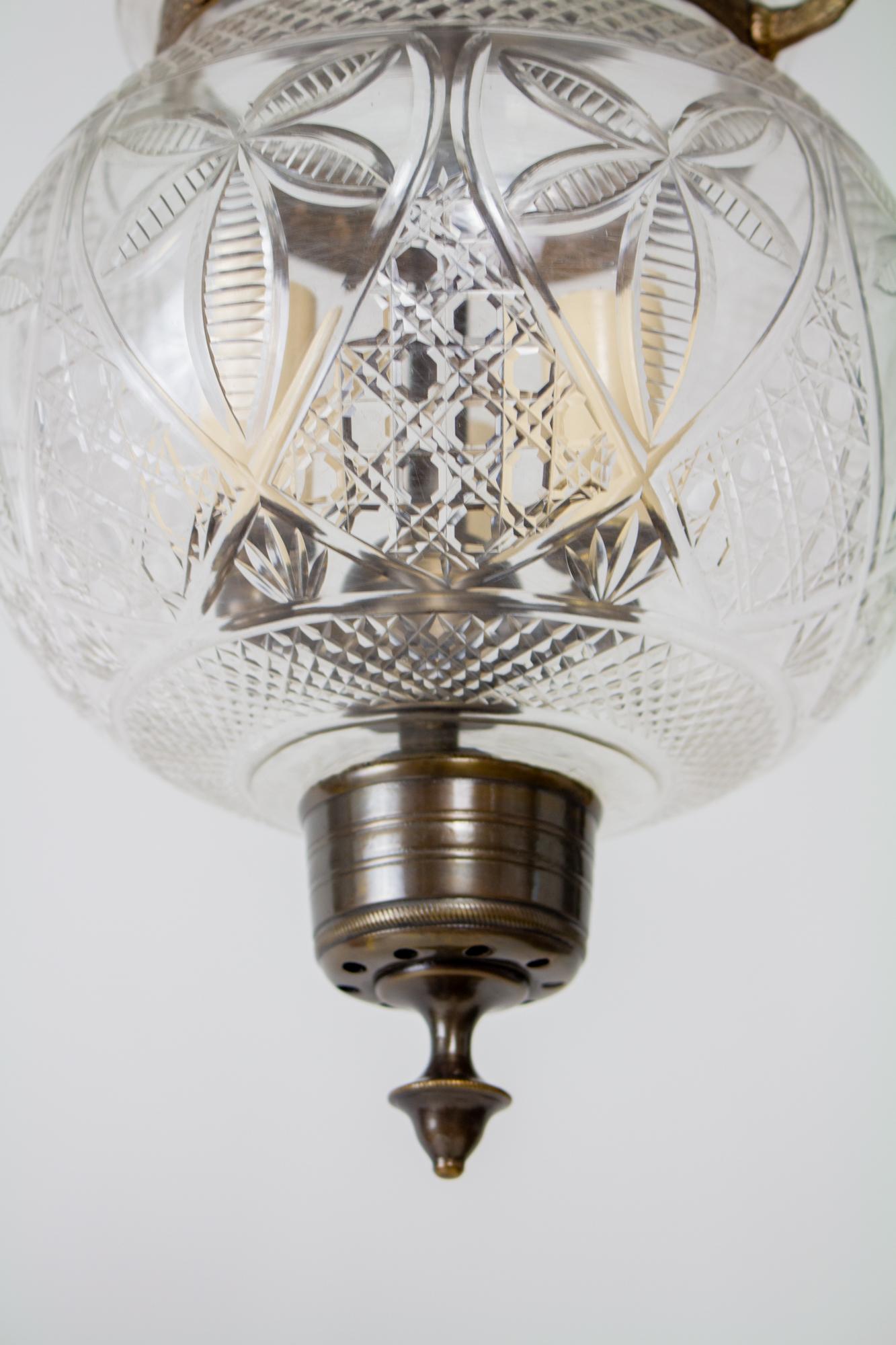 Indian 19th Century Bell Jar Lantern With Cross Hatch Pattern