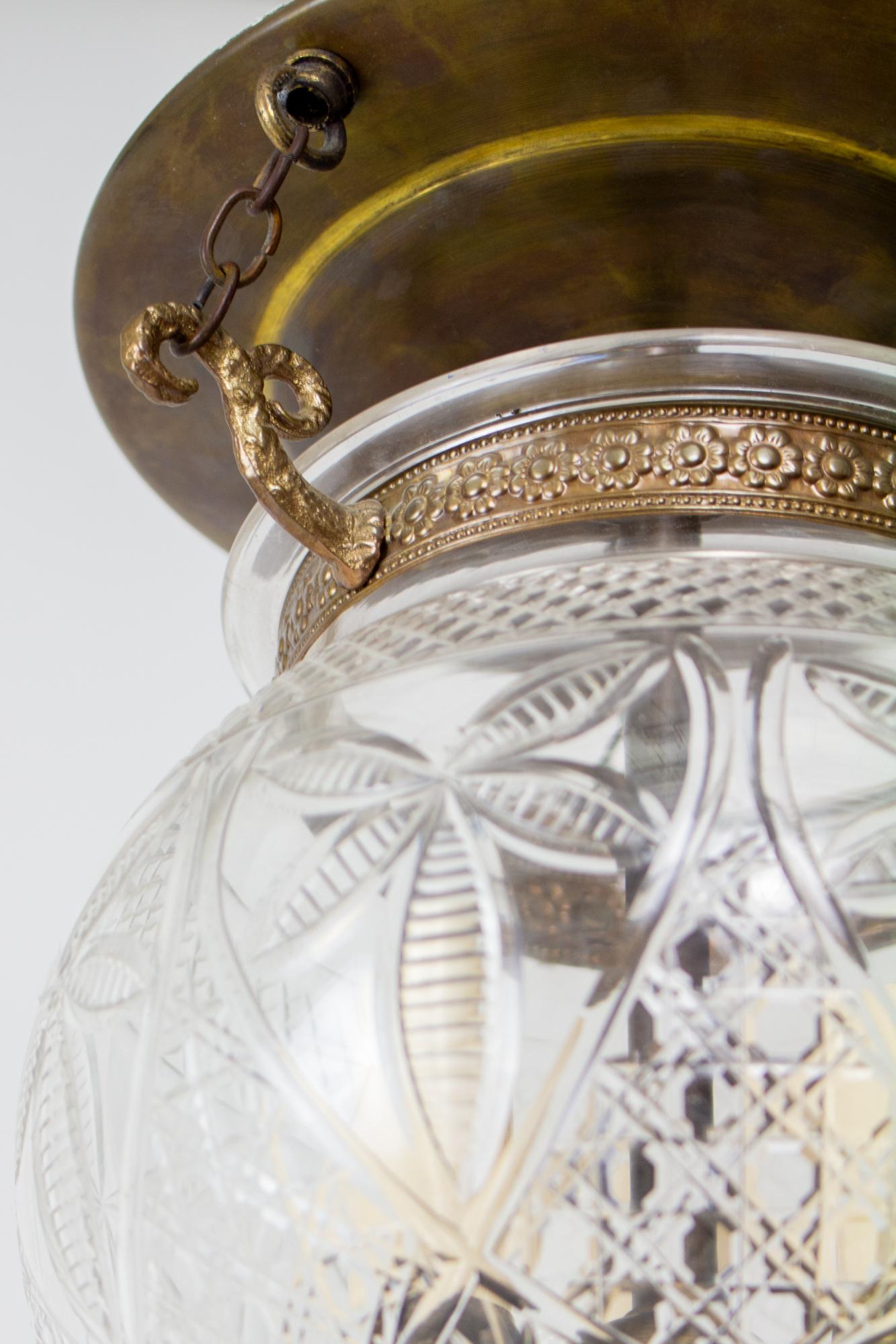19th Century Bell Jar Lantern With Cross Hatch Pattern In Good Condition In Canton, MA