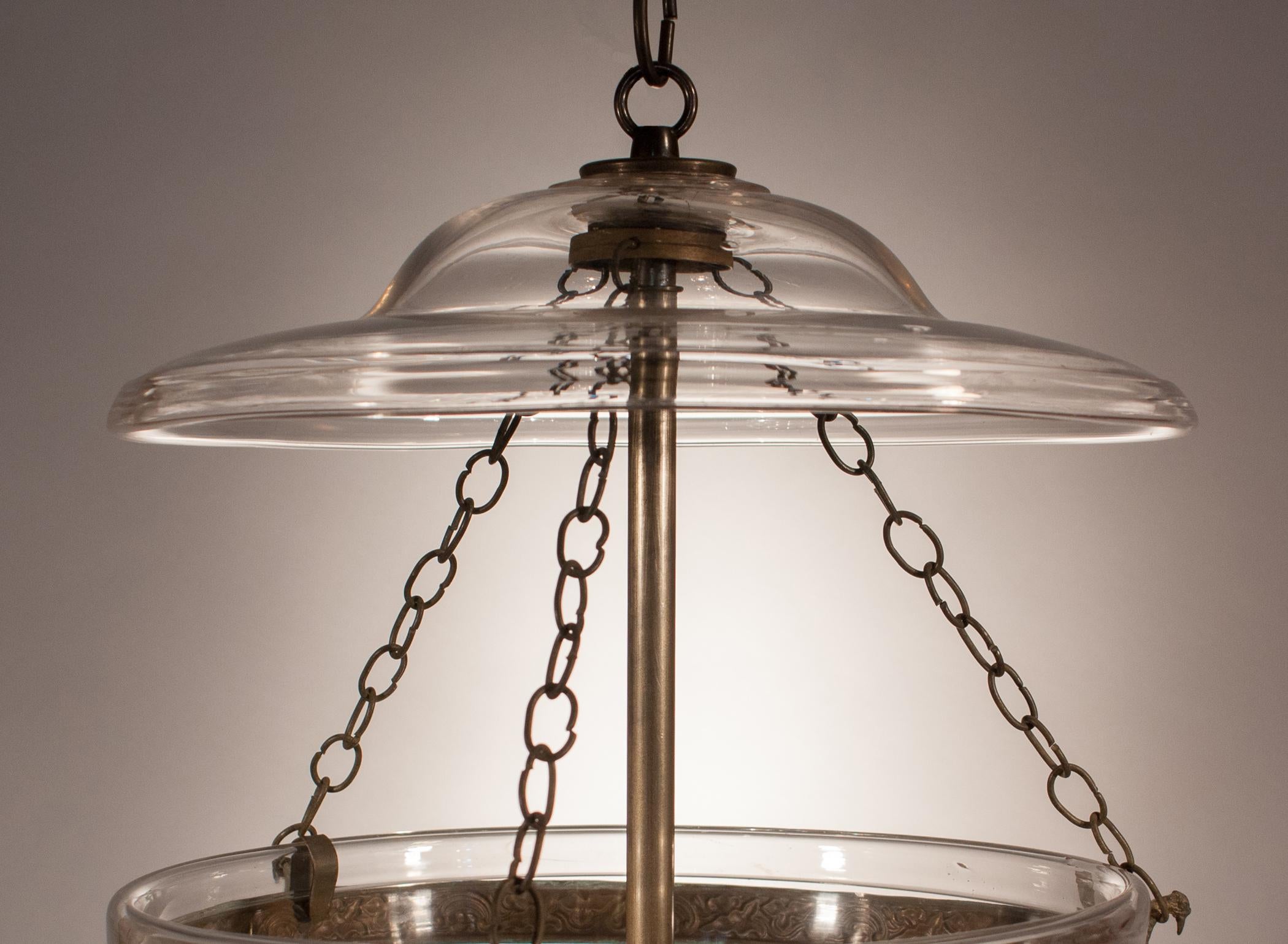 19th Century Antique Bell Jar Lantern with Diamond Etching