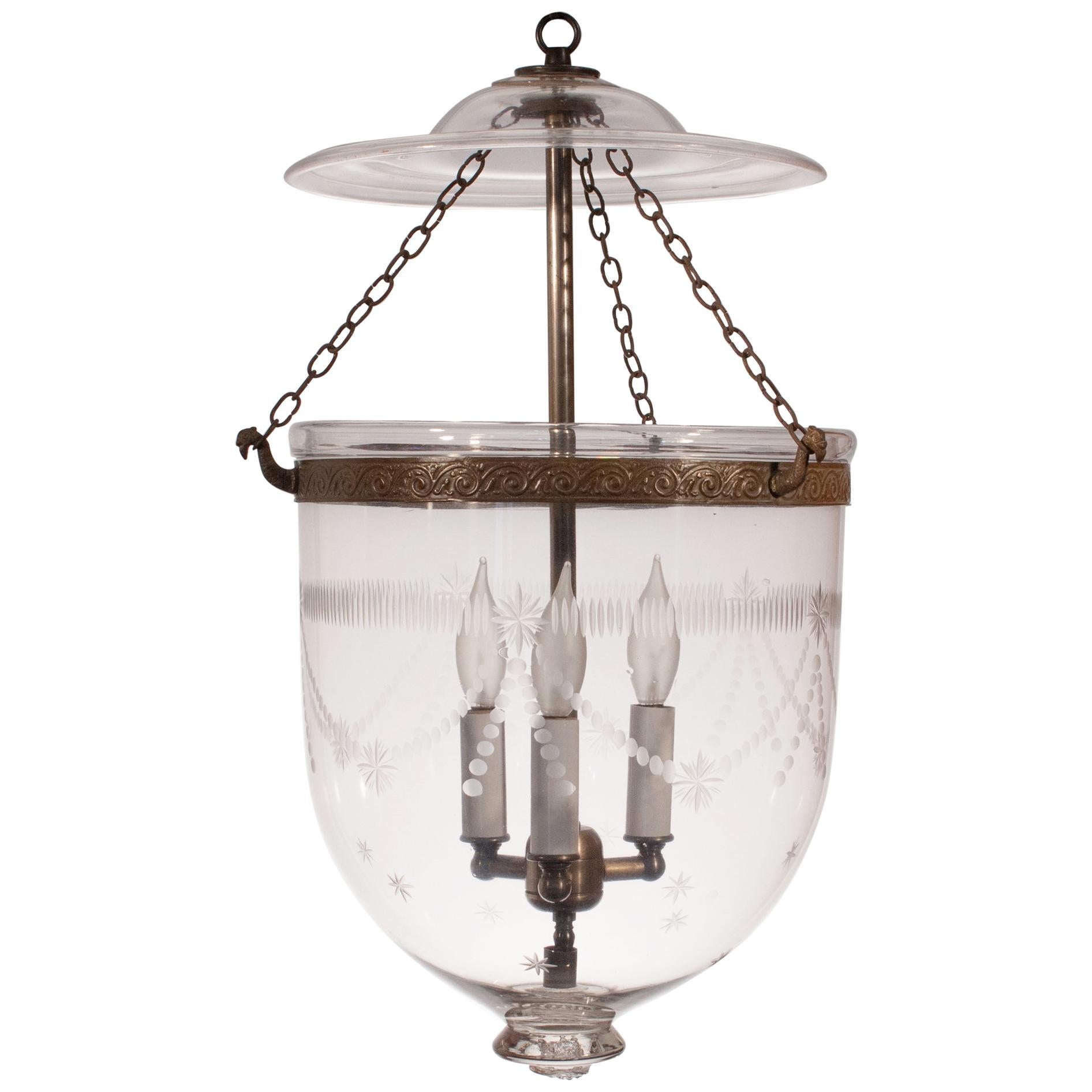 19th Century Bell Jar Lantern with Federal Etching