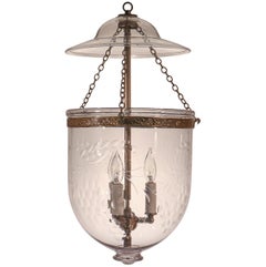 Antique Bell Jar Lantern with Grape and Leaf Etching