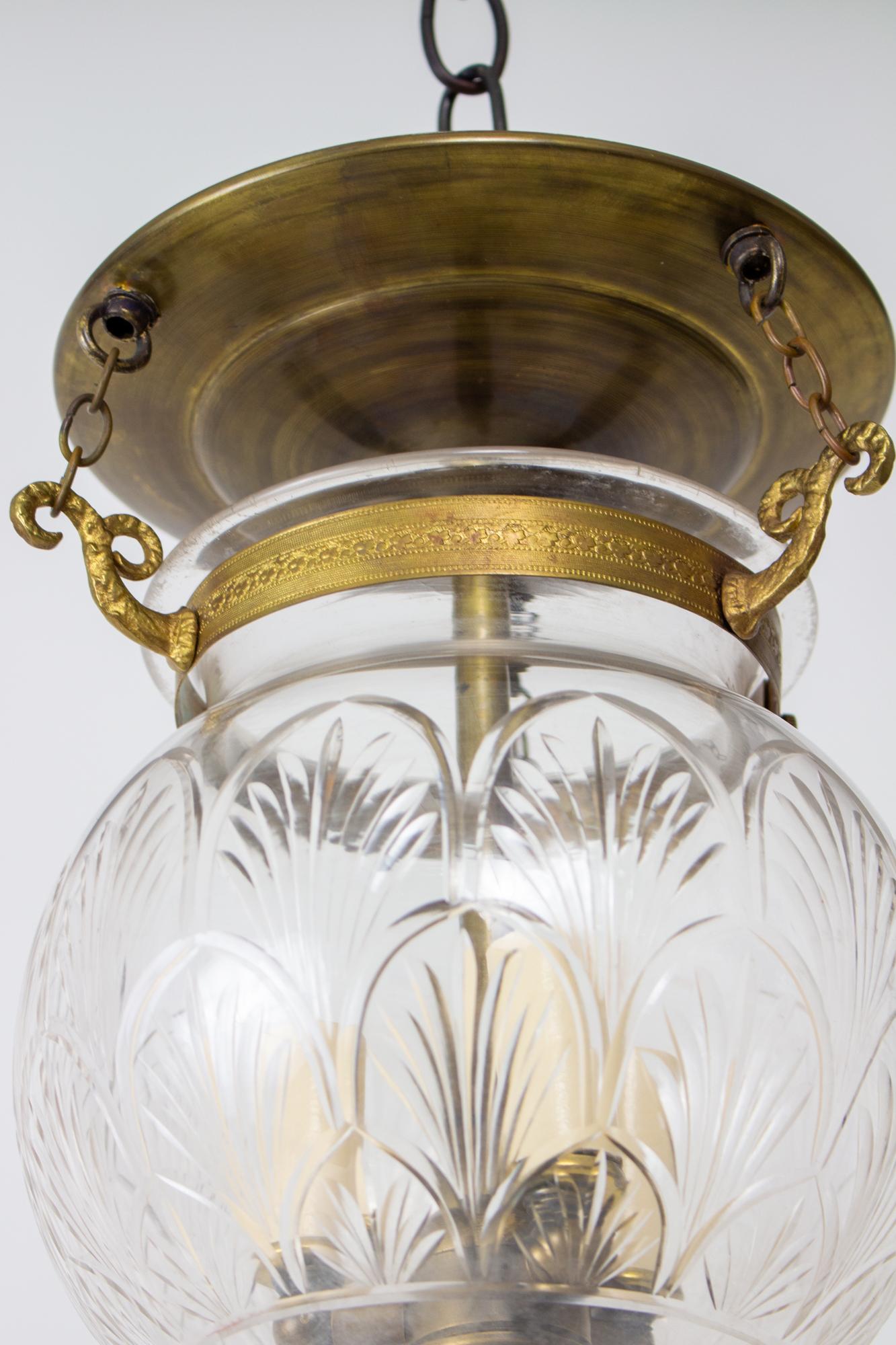 Indian 19th Century Bell Jar Lantern With Scale Pattern