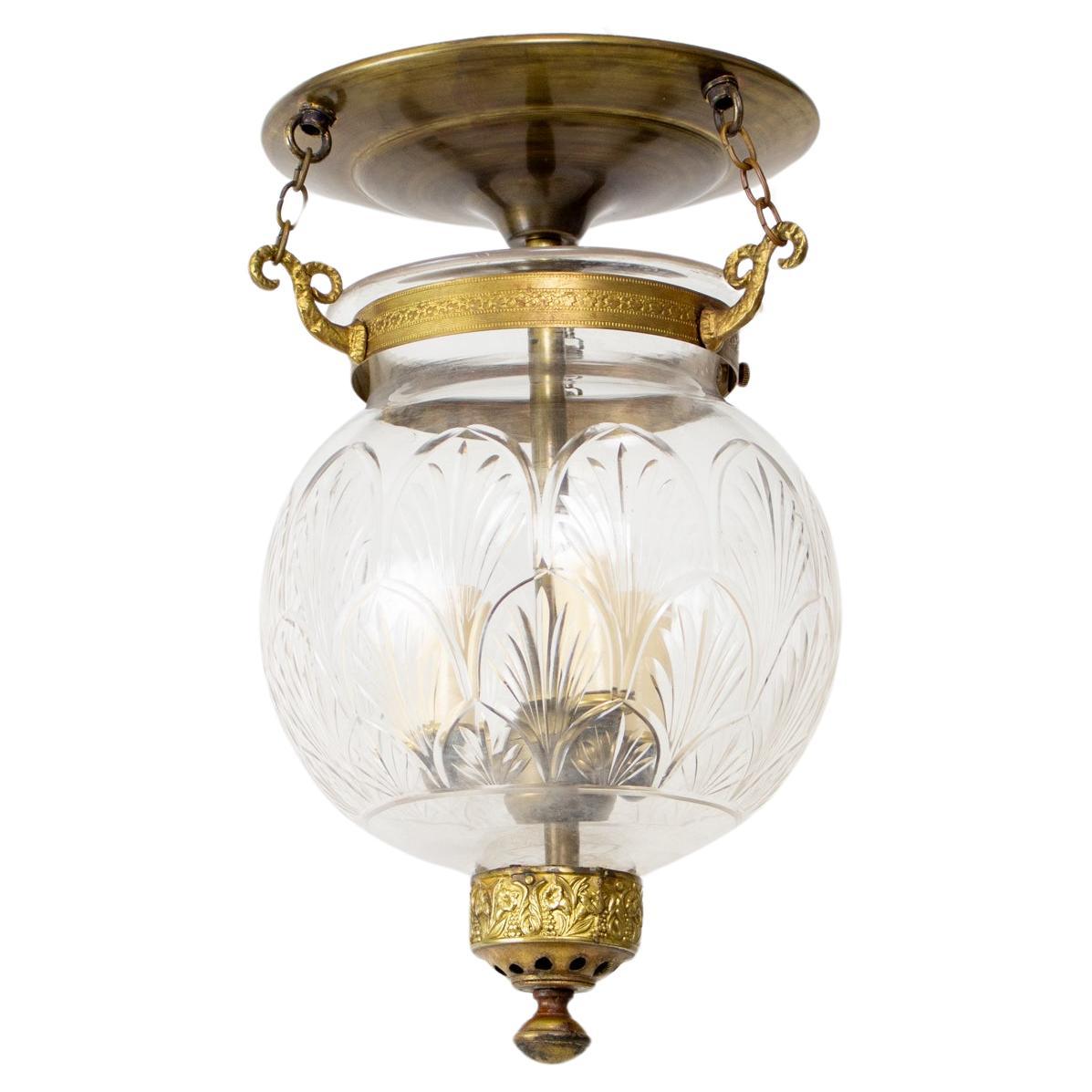 19th Century Bell Jar Lantern With Scale Pattern