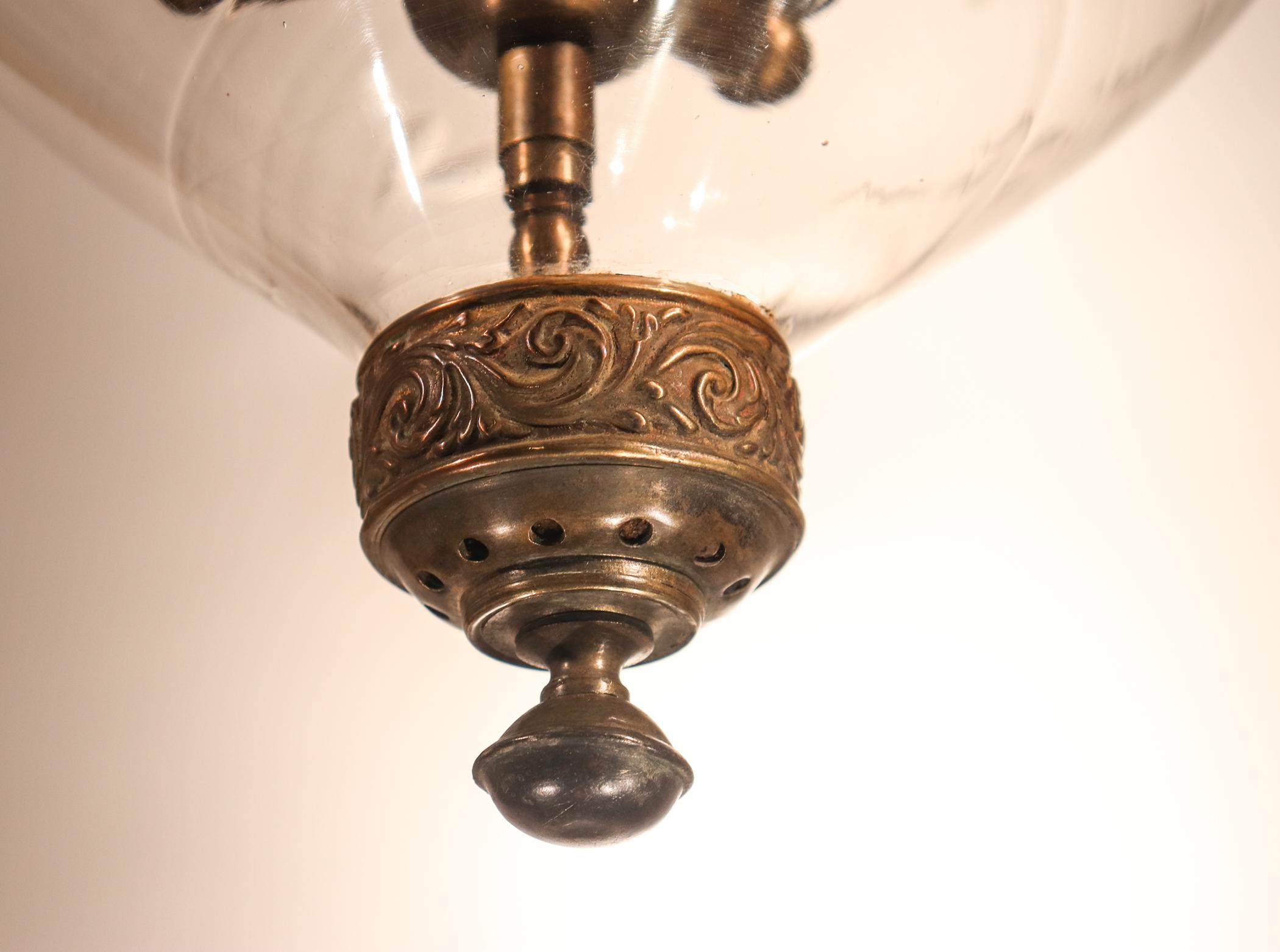 Antique Bell Jar Lantern with Vine Etching 1