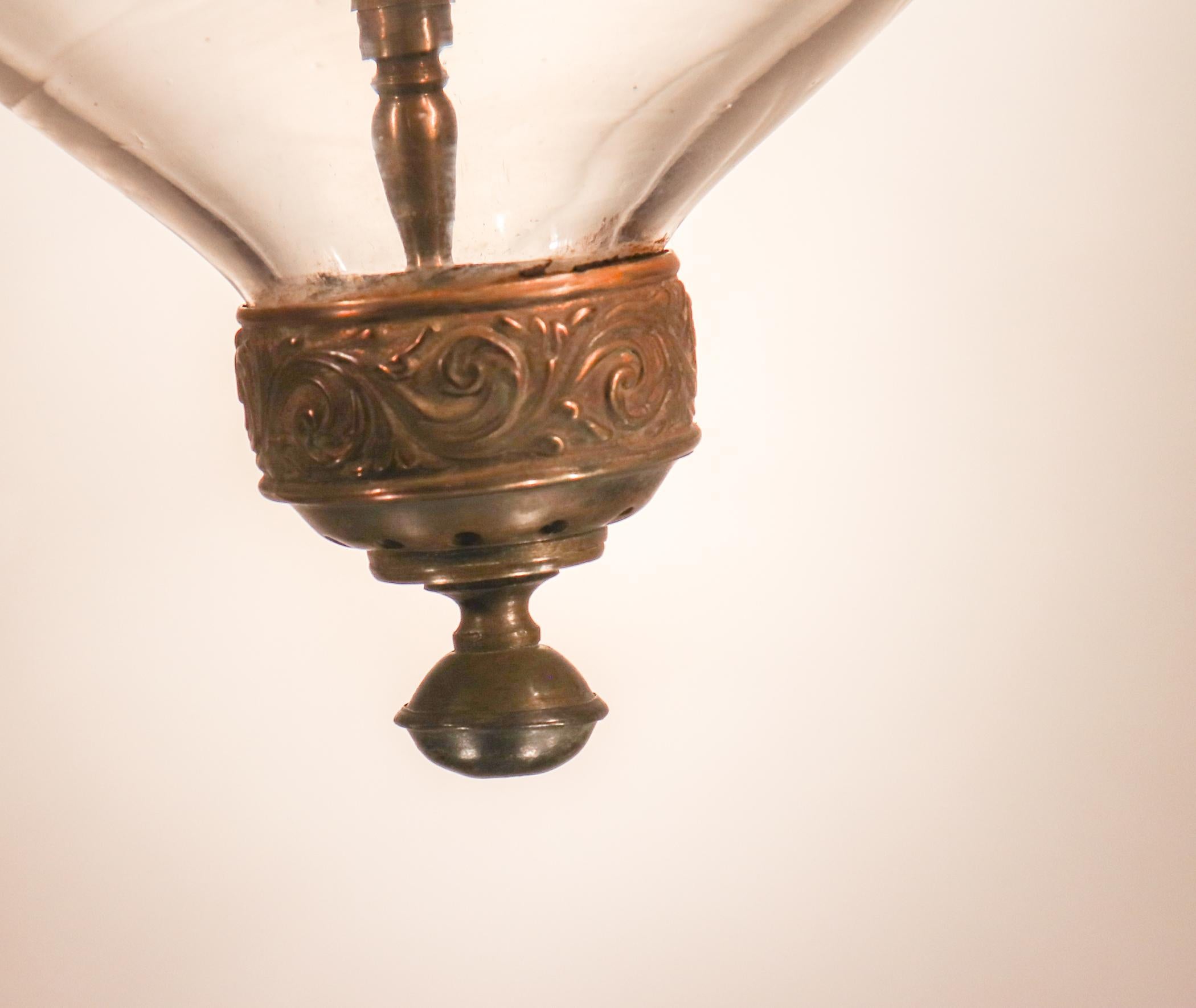 Antique Bell Jar Lantern with Vine Etching 3