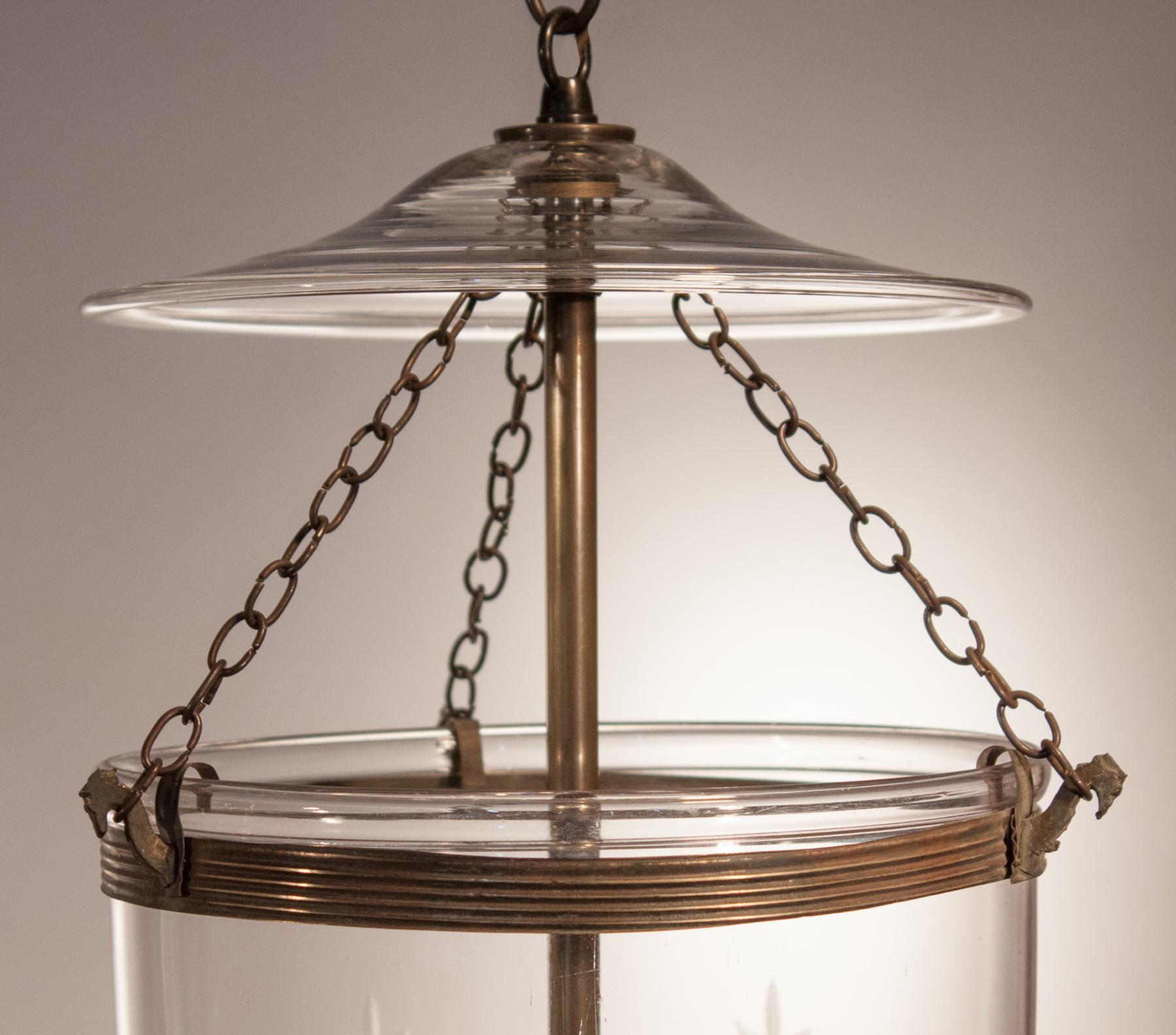  Pair of Bell Jar Lanterns with Etched Stars 1