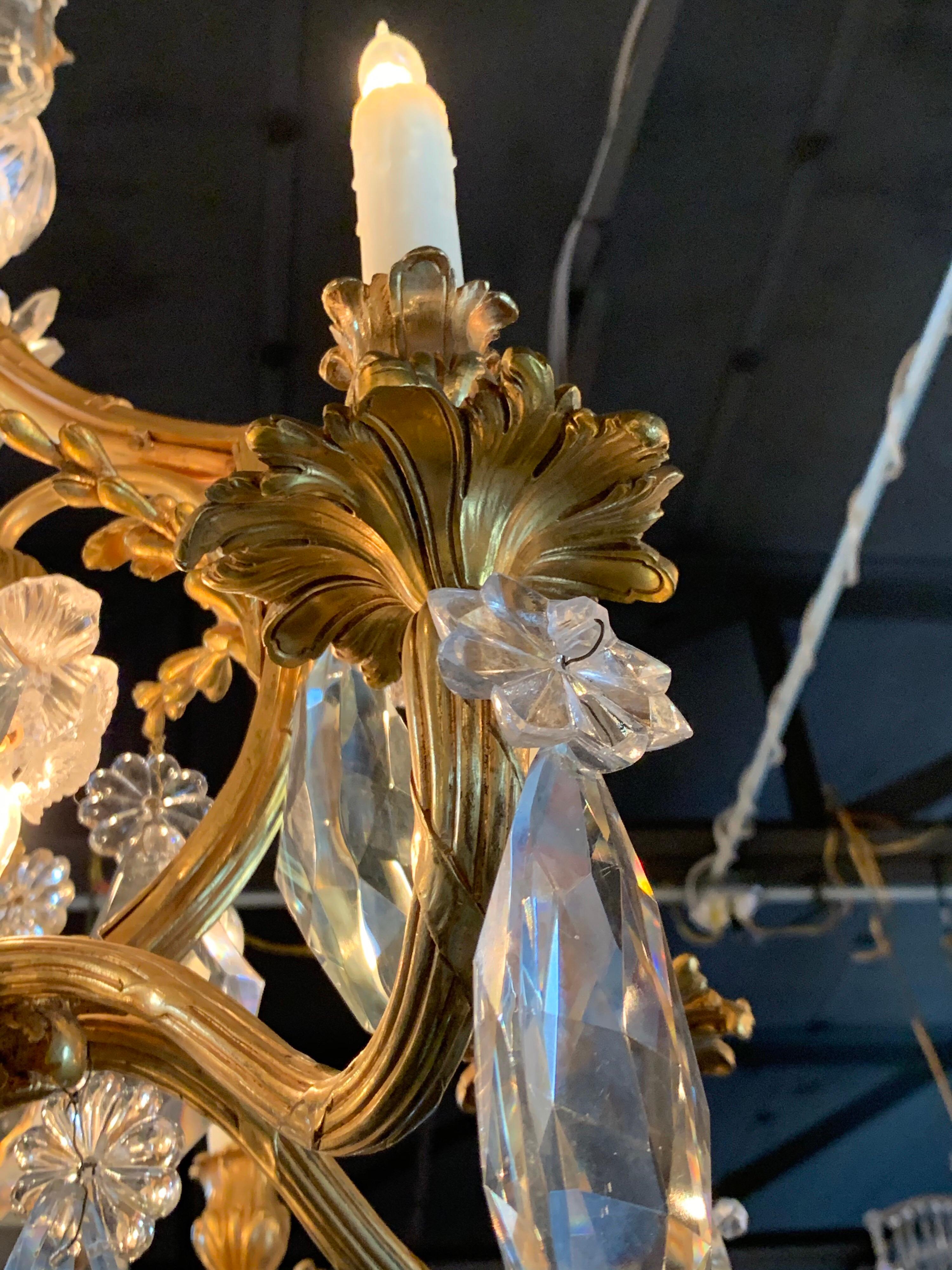 French 19th Century Belle Epoche Bronze and Crystal Chandelier