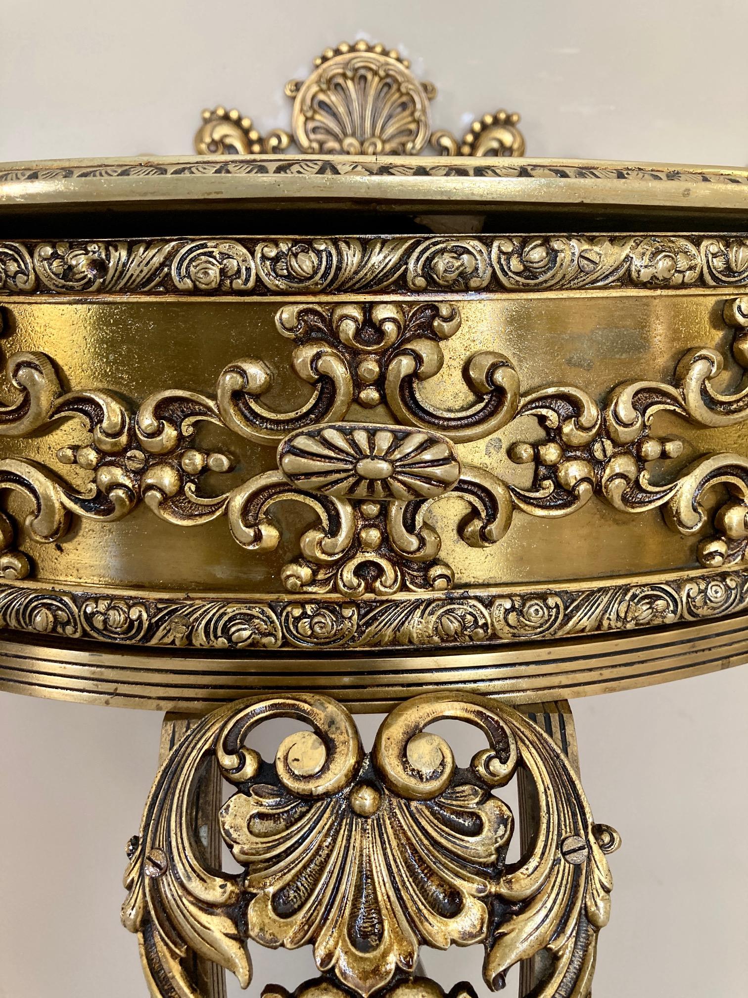 19th Century Belle Époque French Bronze Mirror and Brass Pair of Nightstands 9