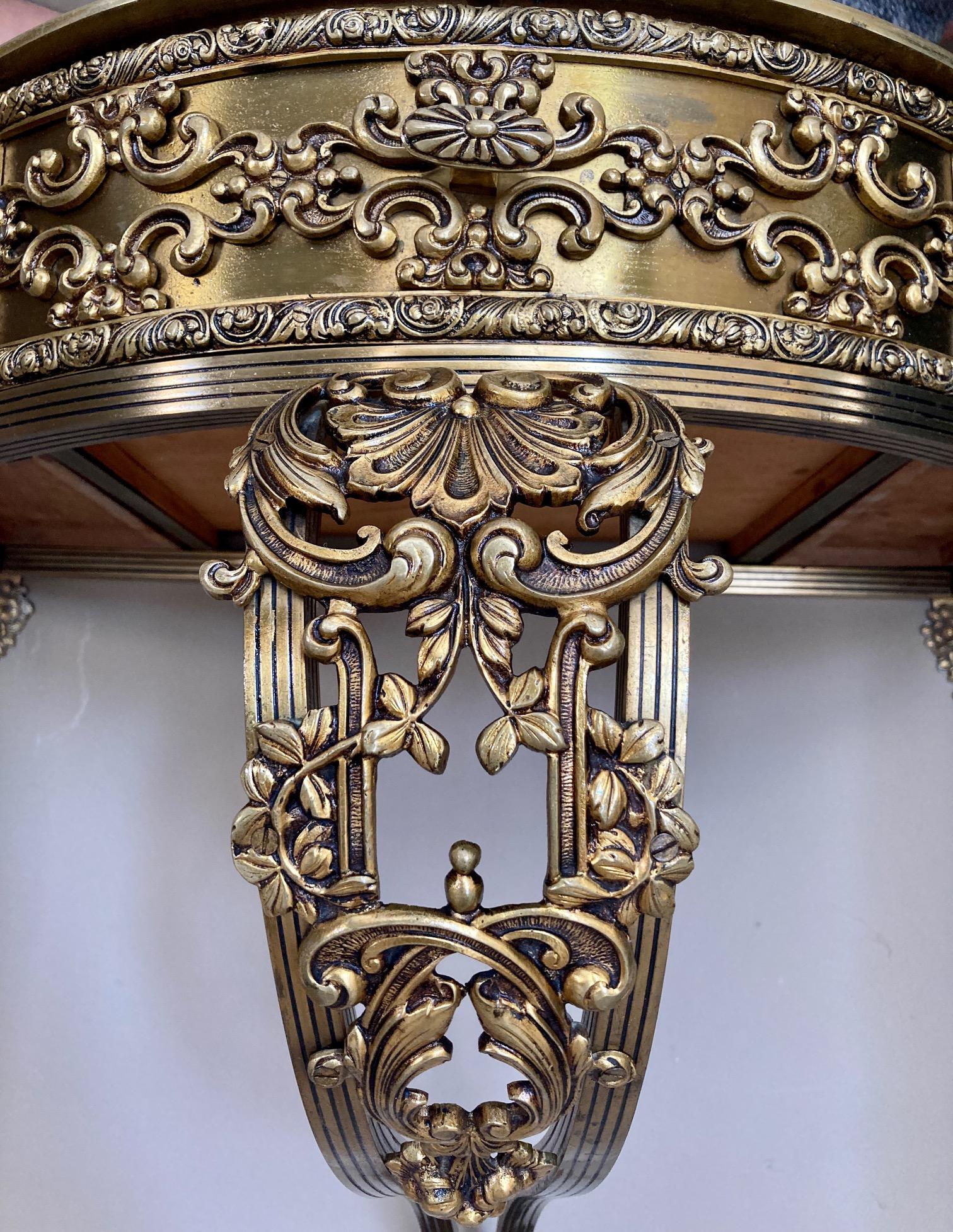 19th Century Belle Époque French Bronze Mirror and Brass Pair of Nightstands 11