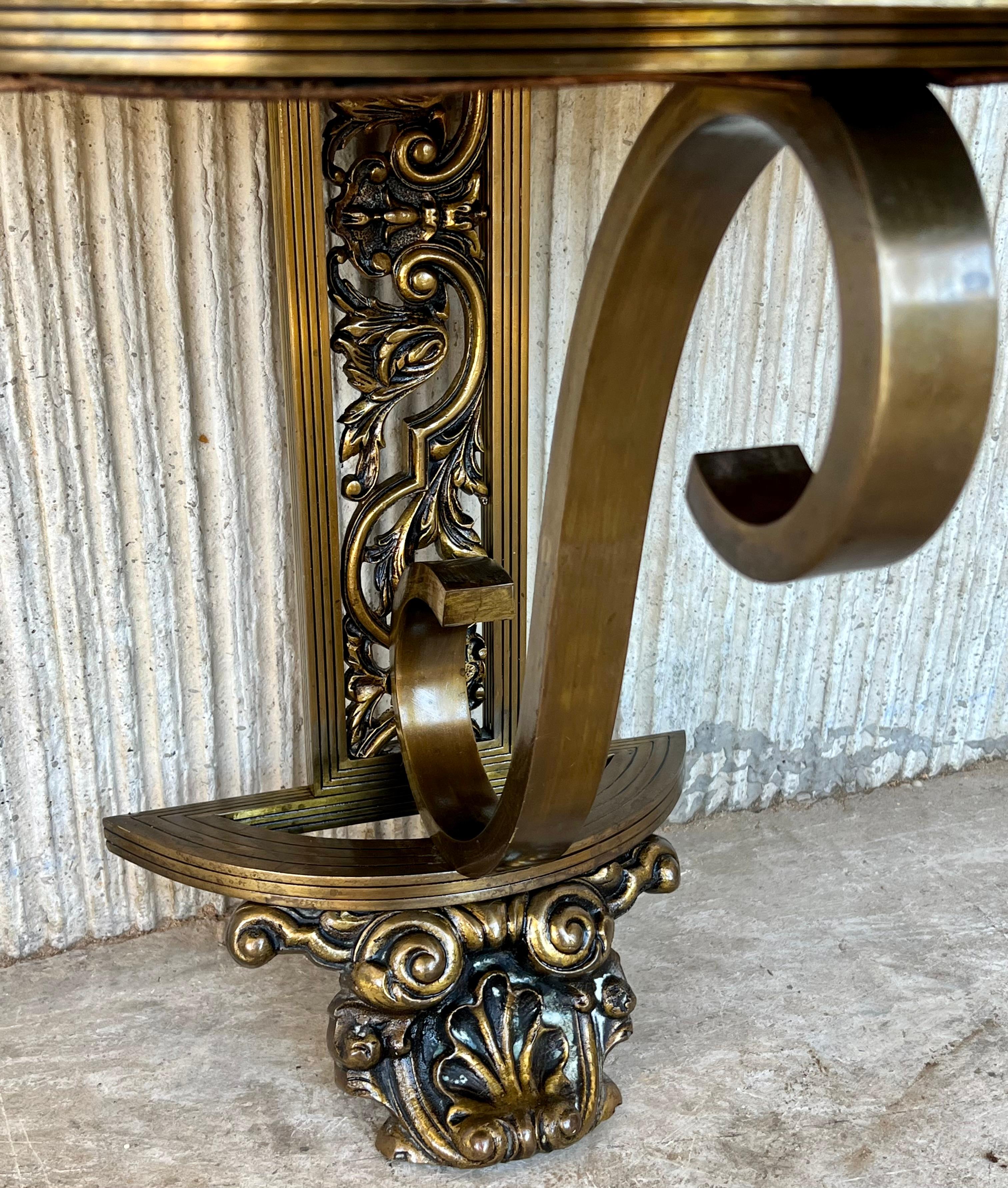 19th Century Belle Époque French Bronze Mirror and Brass Pair of Nightstands 13