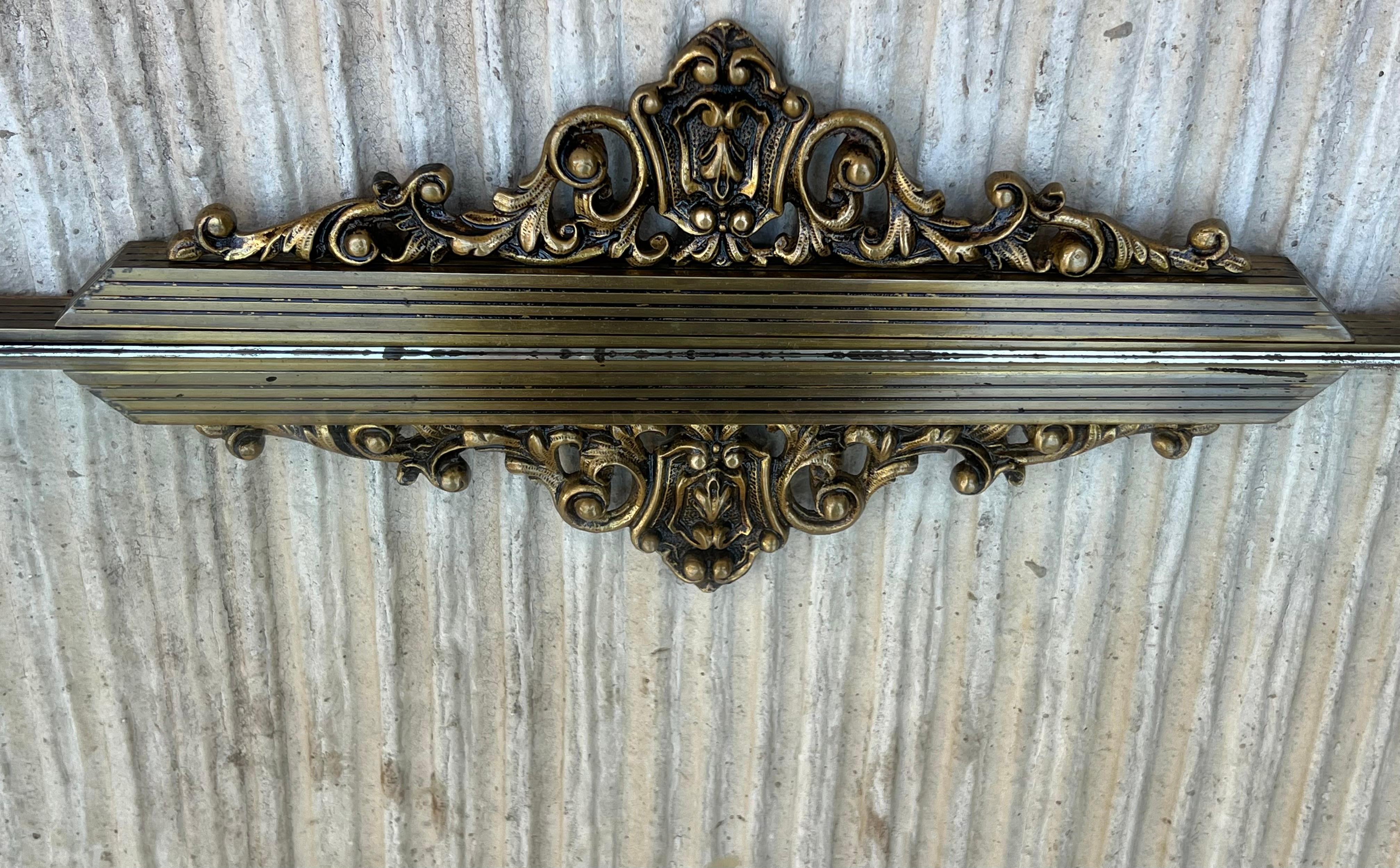 19th Century Belle Époque French Bronze Mirror and Brass Pair of Nightstands 14