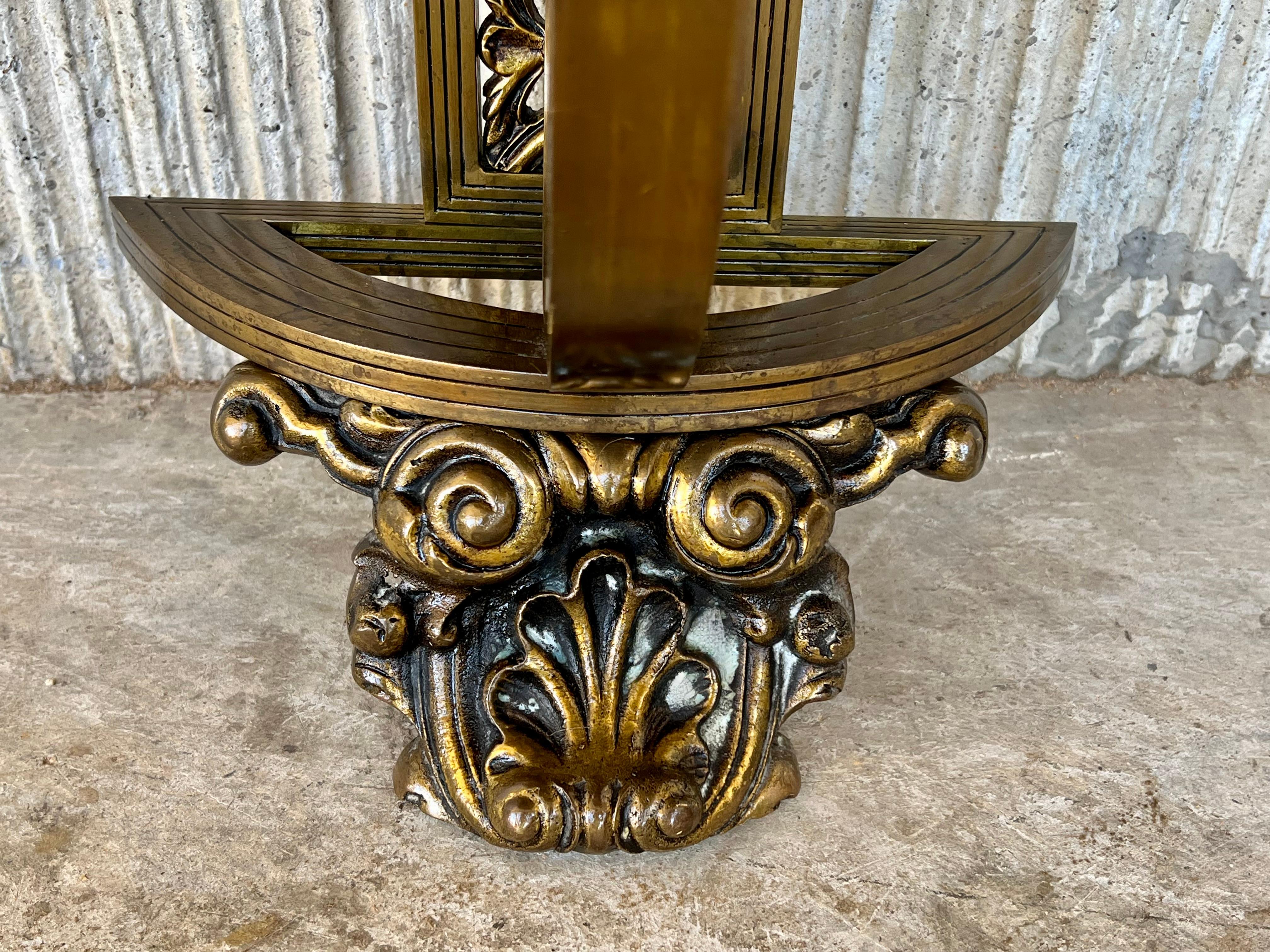 19th Century Belle Époque French Bronze Mirror and Brass Pair of Nightstands 15