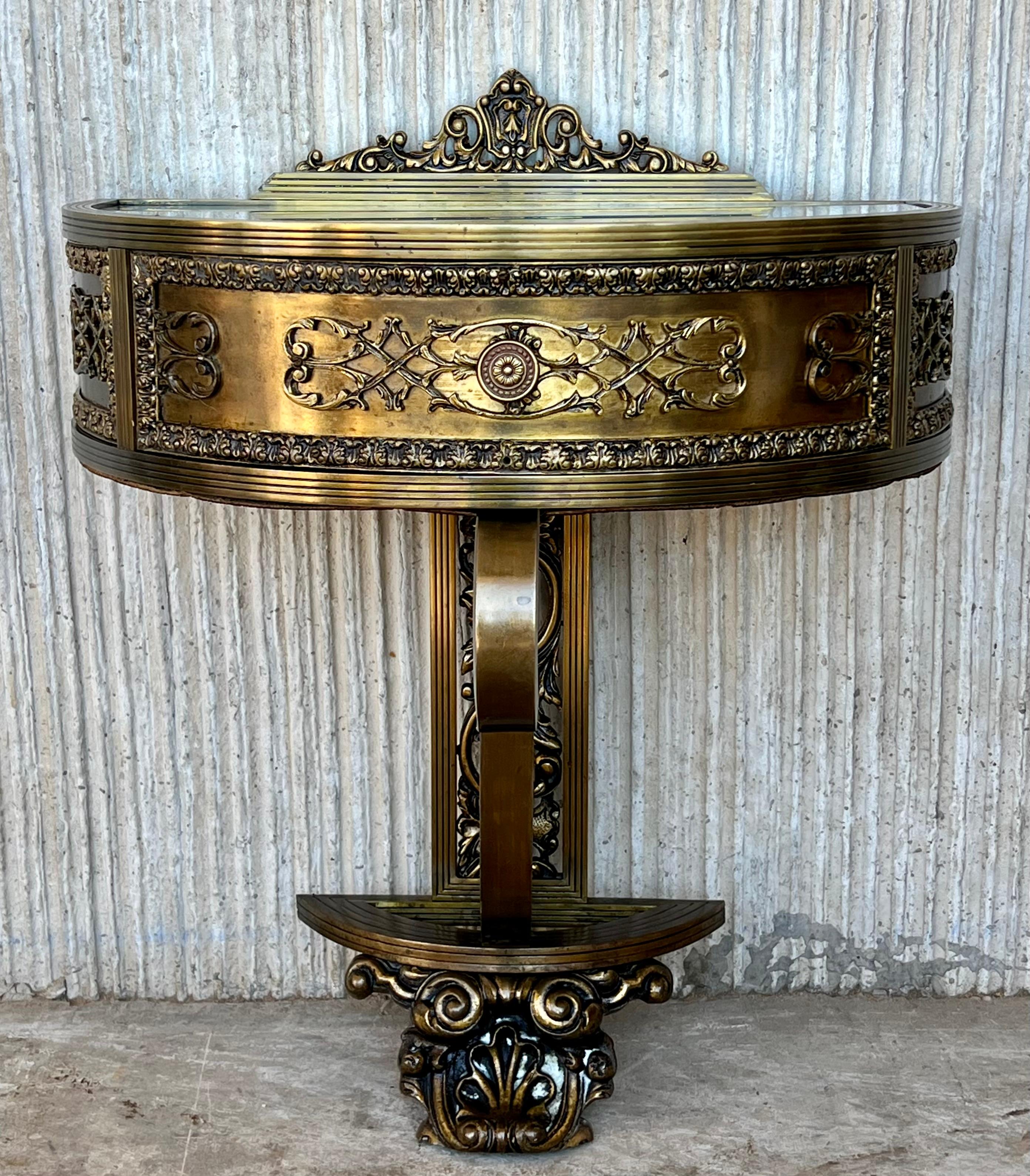 Pair of 19th century bronze and mirror bedside tables with a central drawer and two side drawers.

These late 19th century Belle Époque bronze and mirror glass cabinets or nightstands are simply stunning and built to the highest standard. The