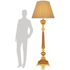 19th century Belle Epoque Period Louis XV/XVI st. Ormolu and Glass floor lamp