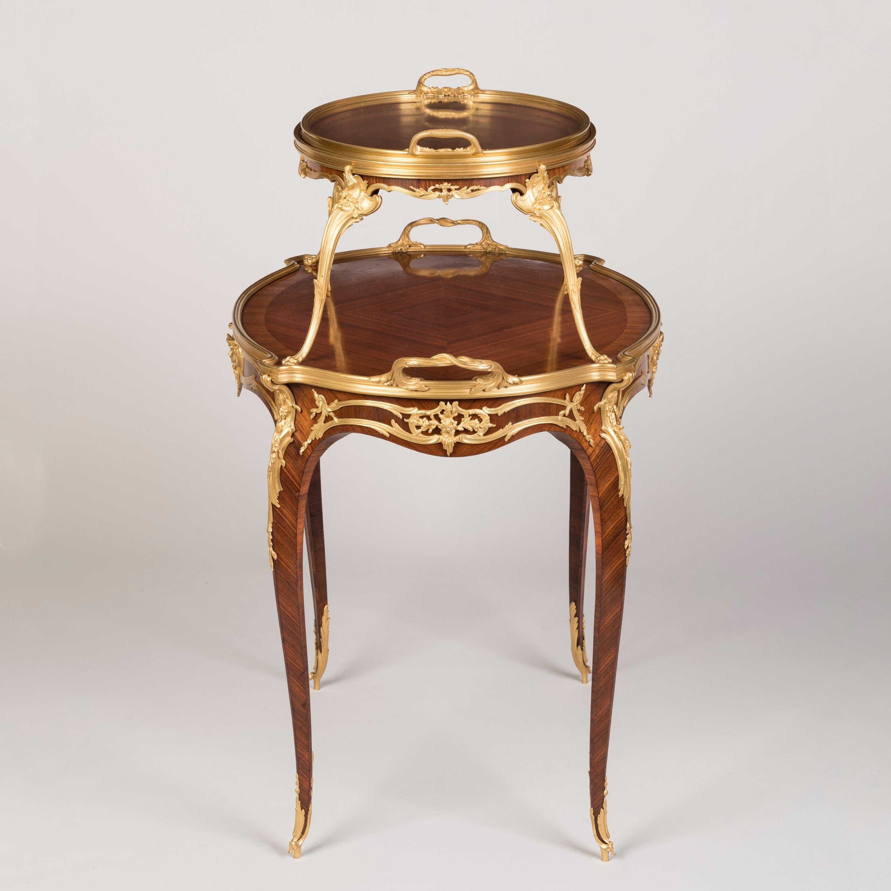 20th Century 19th Century Belle Époque Tea Table with Removable Tray by François Linke For Sale
