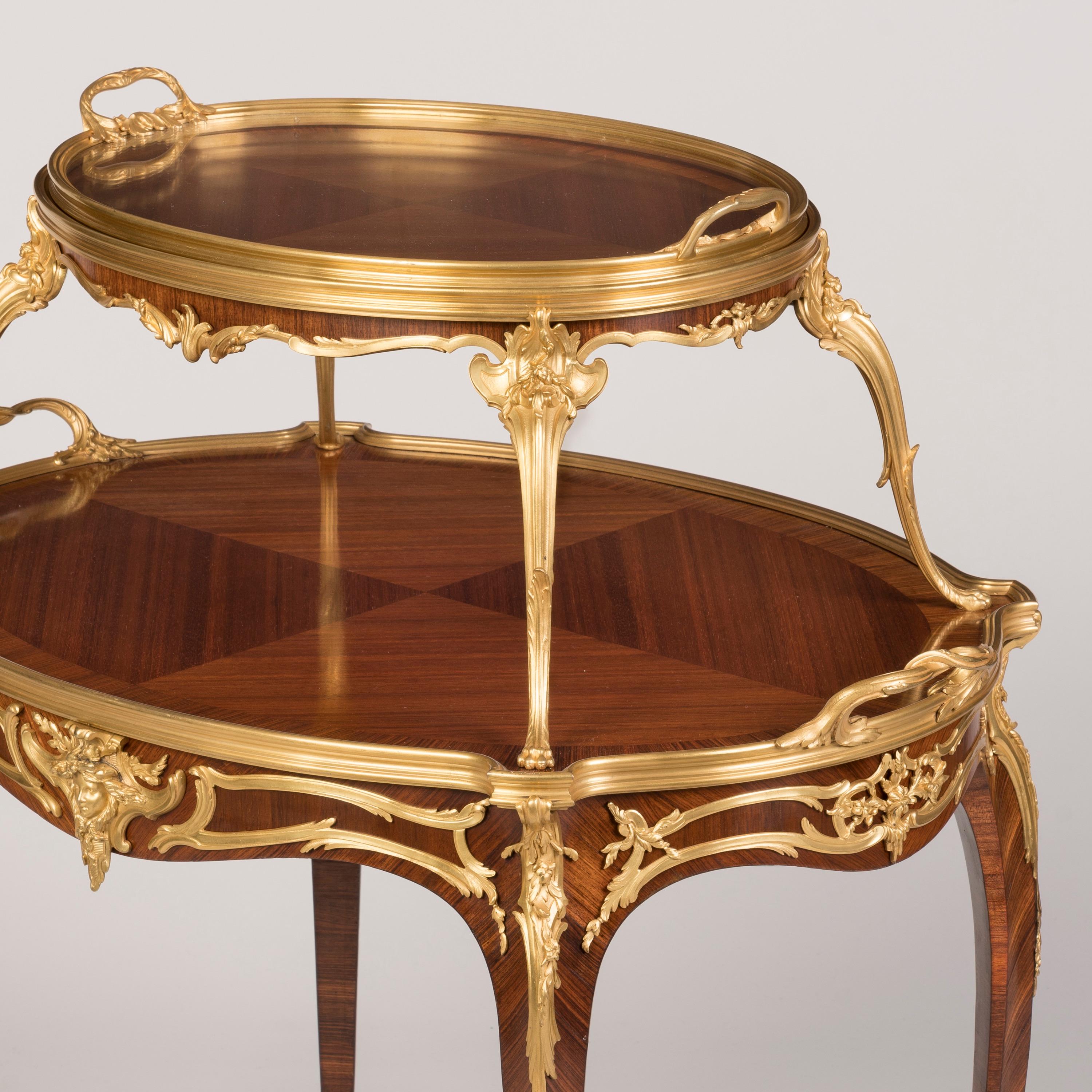 Glass 19th Century Belle Époque Tea Table with Removable Tray by François Linke For Sale