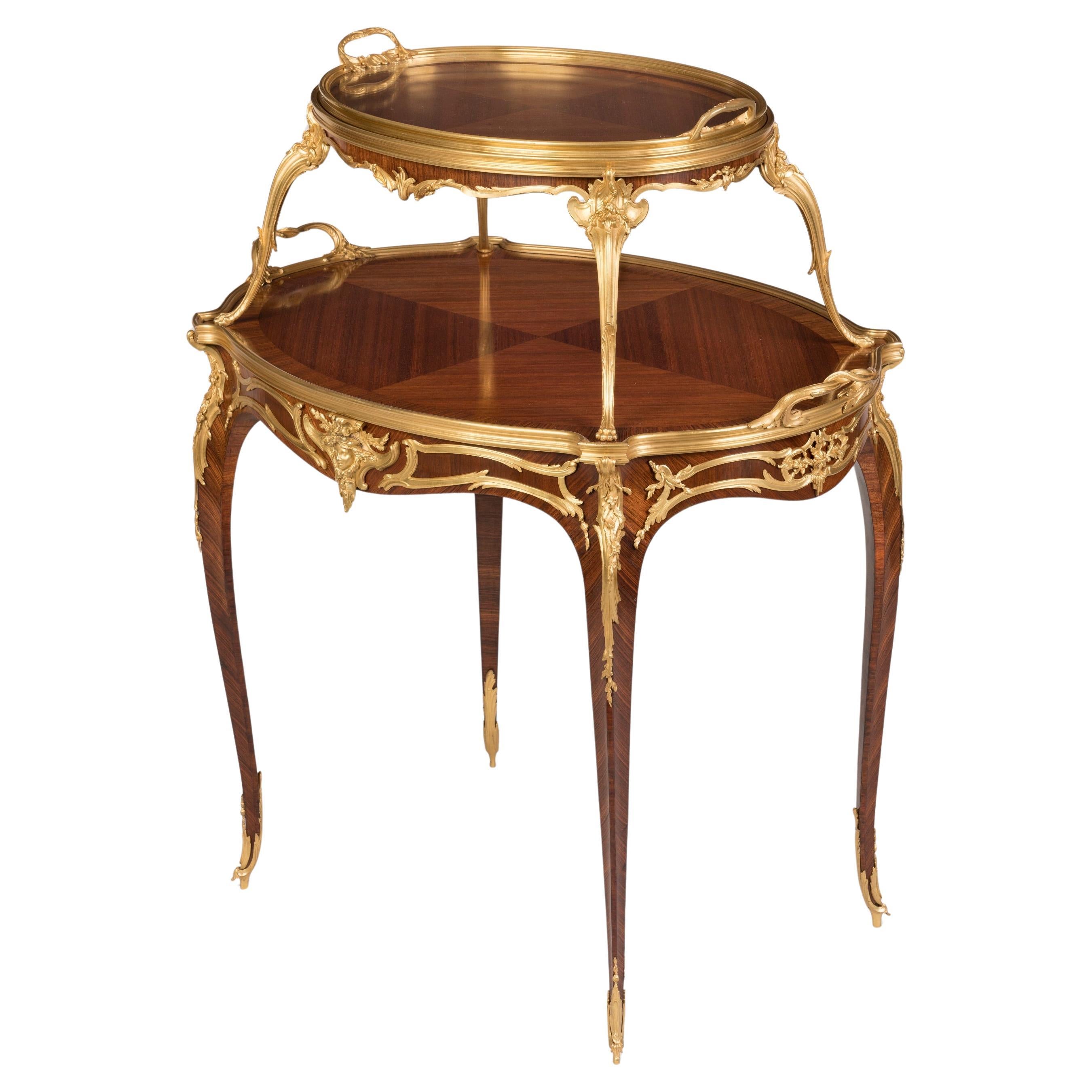 Table à thé Belle Époque du XIXe siècle avec plateau amovible par François Linke