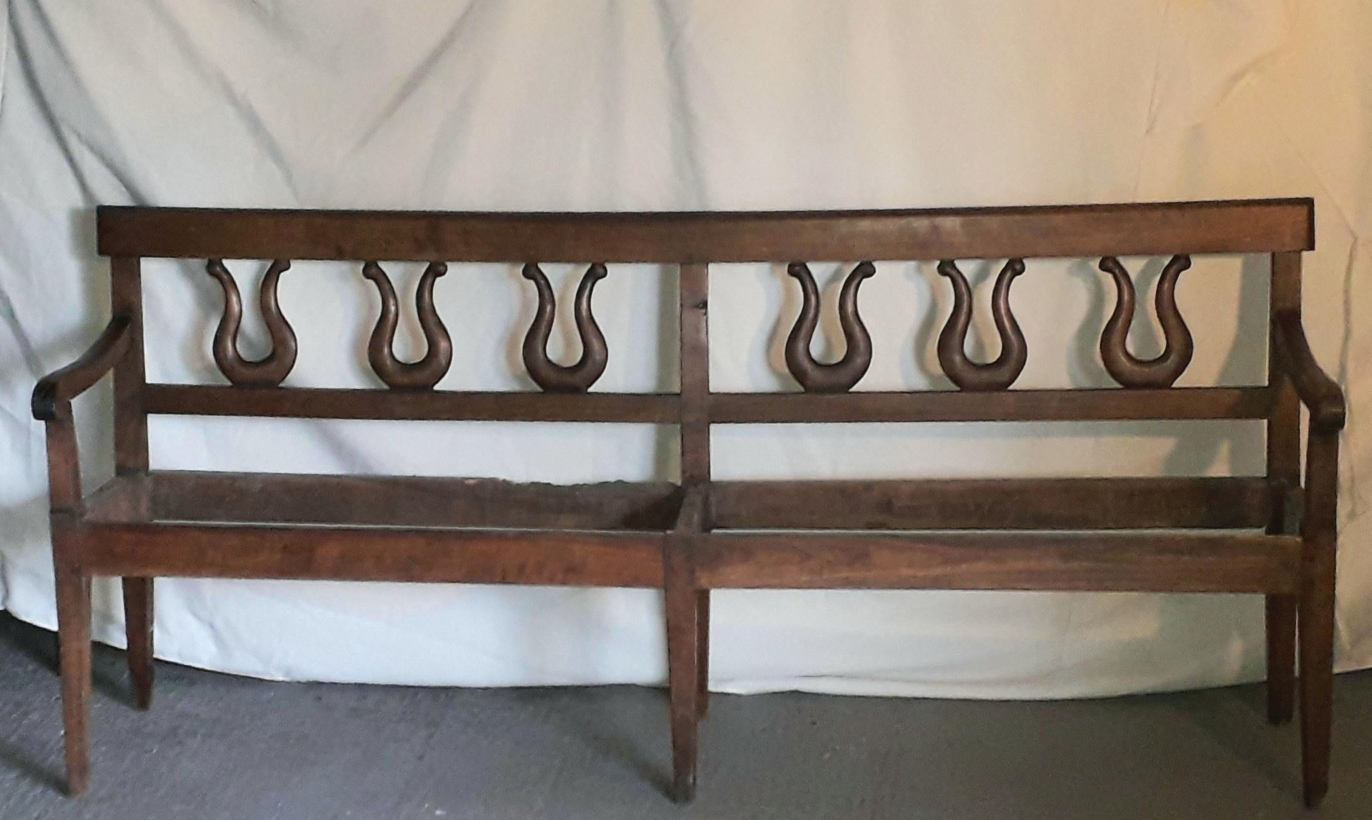 19th Century Bench Seat in Cherrywood In Good Condition In Cranbrook, Kent