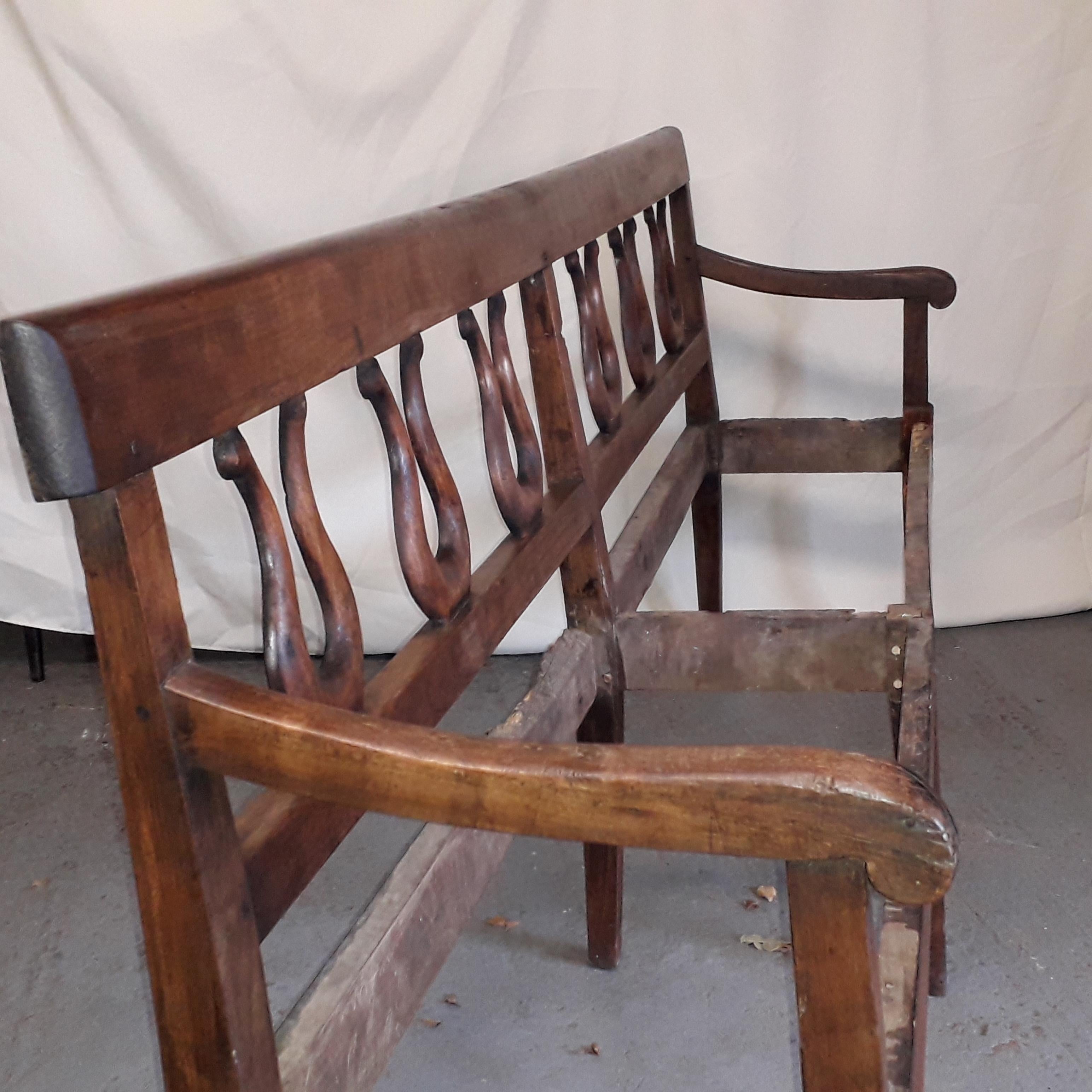 Fruitwood 19th Century Bench Seat in Cherrywood