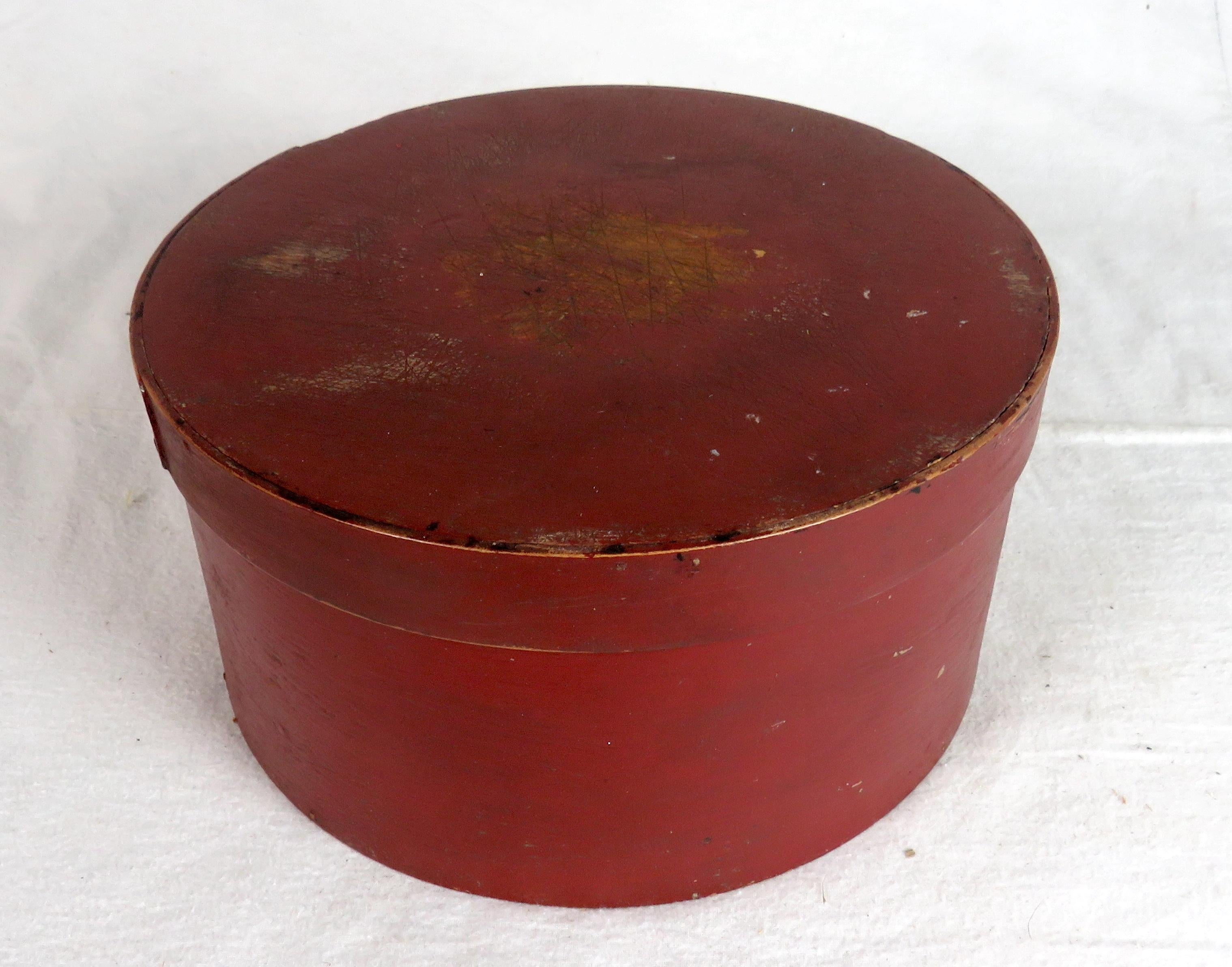 Hand-Crafted 19th Century Bentwood Box in Red Paint For Sale
