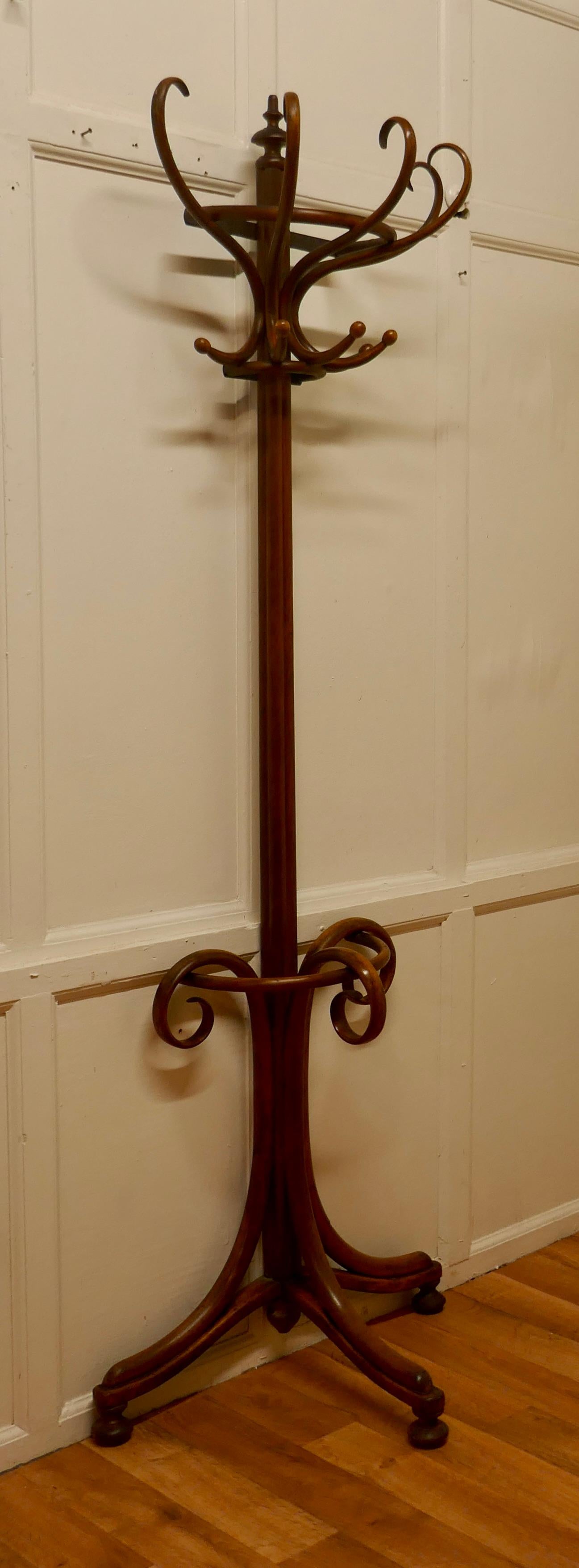 Arts and Crafts 19th Century Bentwood Flat Back Hall Stand For Sale