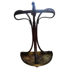 Portaombrelli in legno di mogano del XIX secolo con vassoio in ottone di Thonet 1875