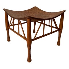 Sgabello Thebes in legno curvato del XIX secolo con etichetta Larkin Company