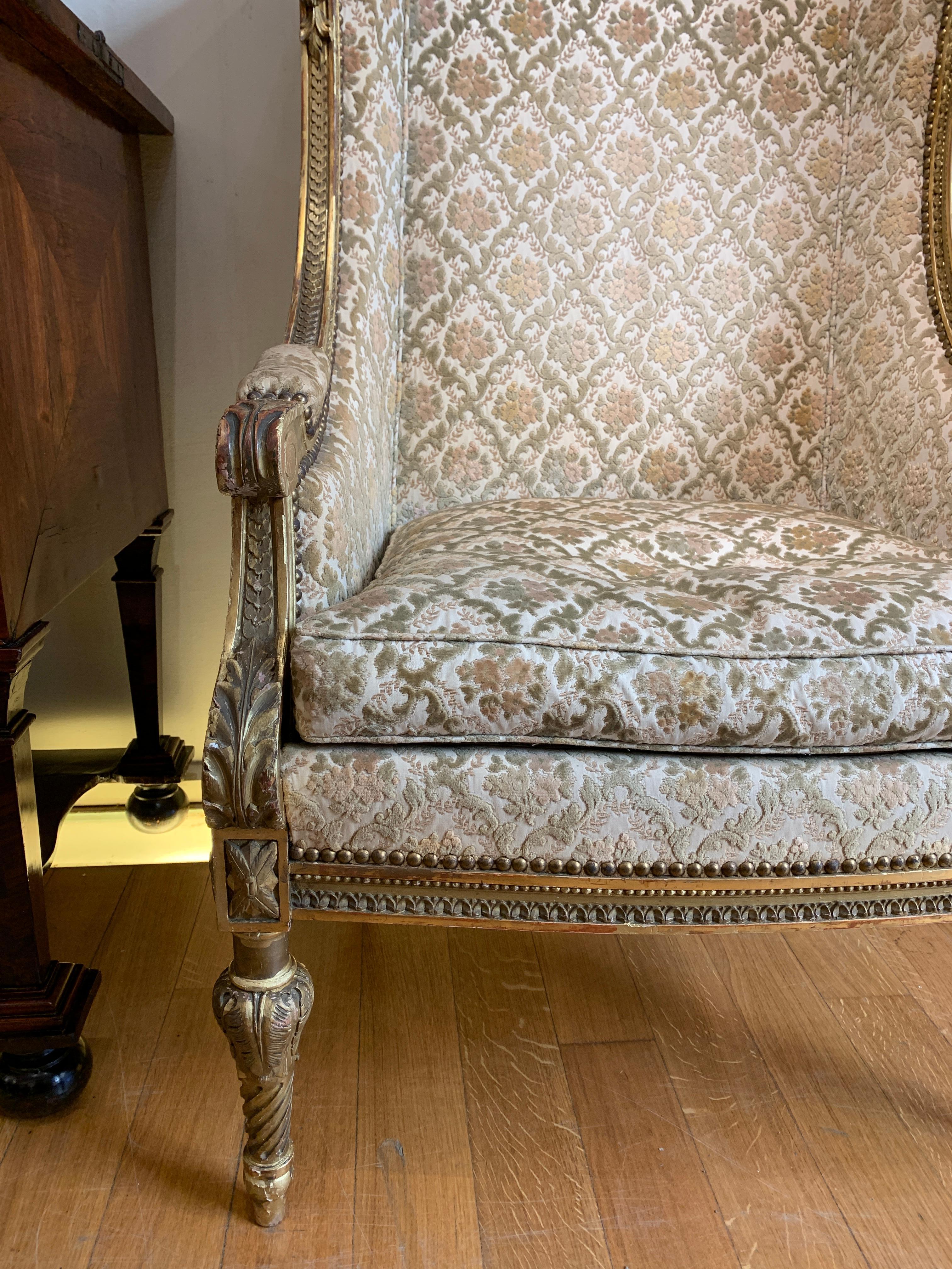19th CENTURY BERGÈRE ARMCHAIRS PAIR In Good Condition For Sale In Firenze, FI