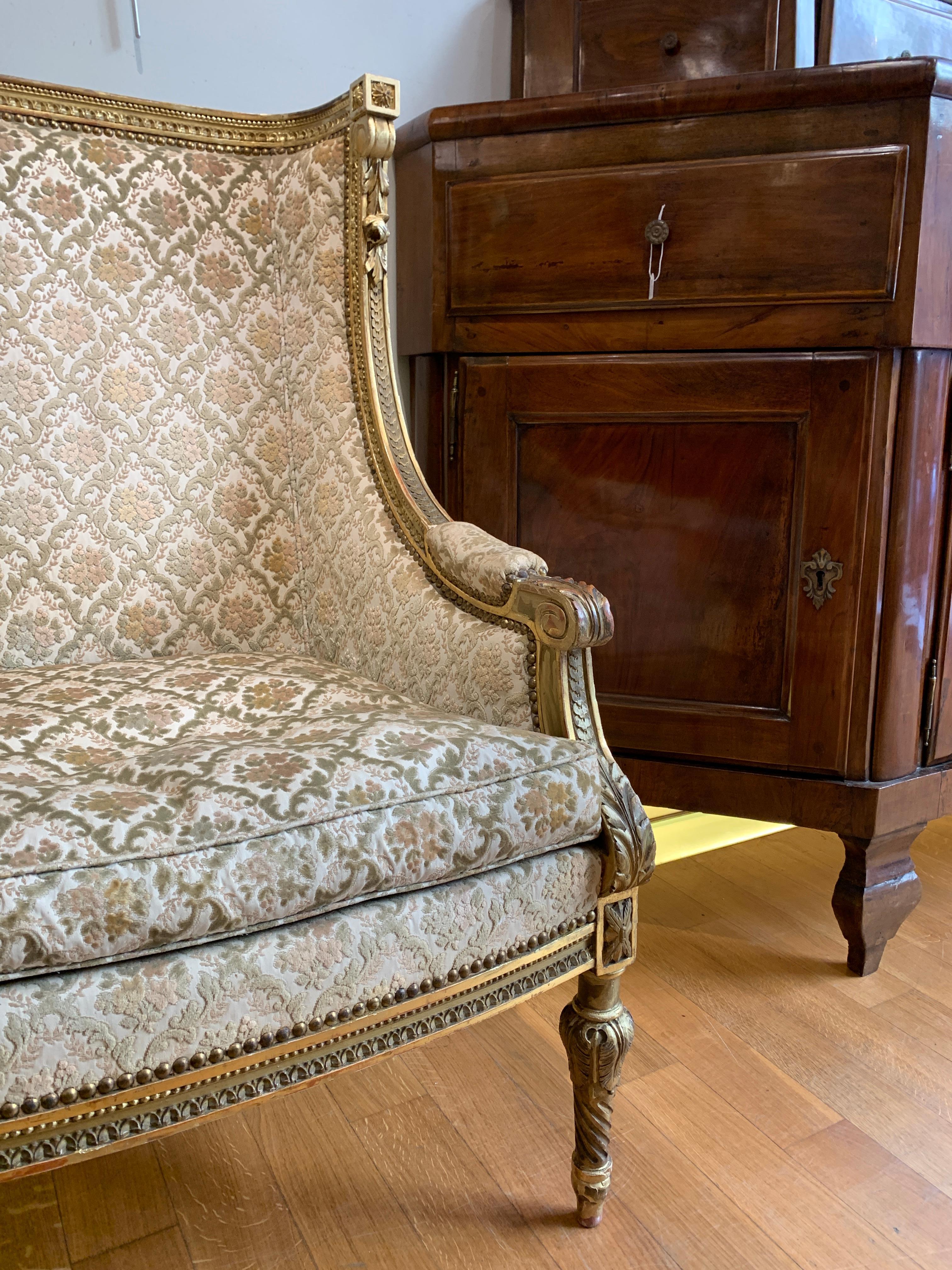 19th Century 19th CENTURY BERGÈRE ARMCHAIRS PAIR For Sale