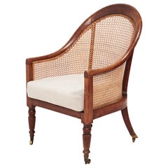 19th Century Bergère Beech Armchair with Caned Back