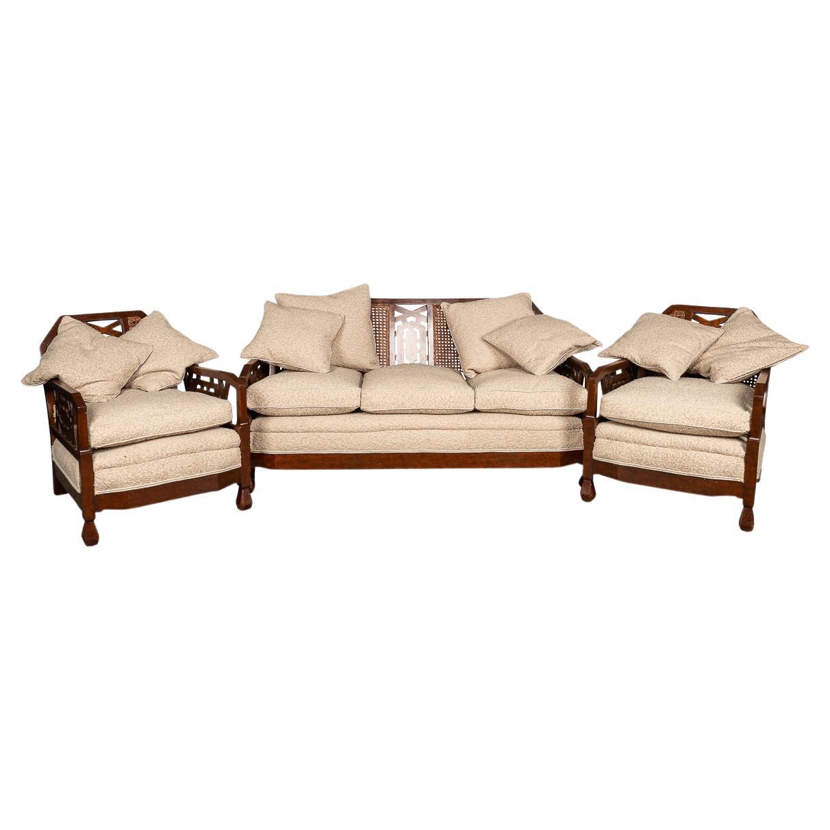 19th Century Bergere & Dappled Walnut Suite, c.1890 For Sale