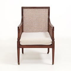 19th Century Bergère Mahogany Gentleman's Library Armchair