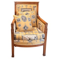 19th Century Bergere With Toile Fabric