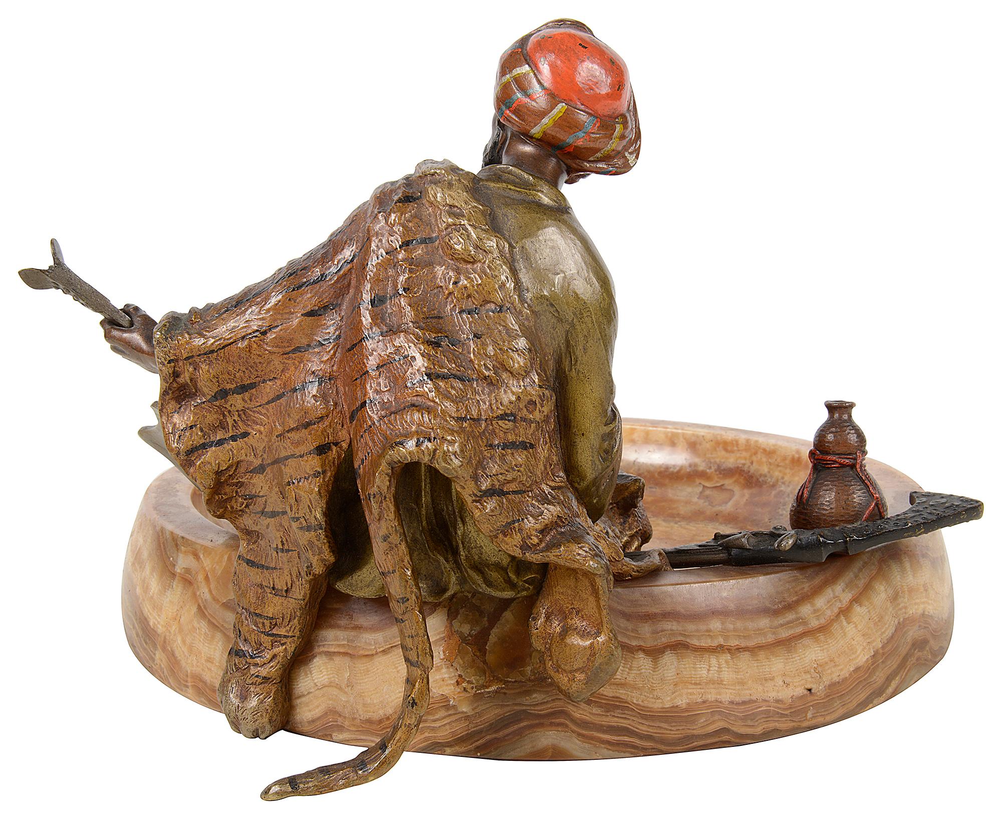 19th Century Bergman Bronze Arab Sitting on Marble Base For Sale 1