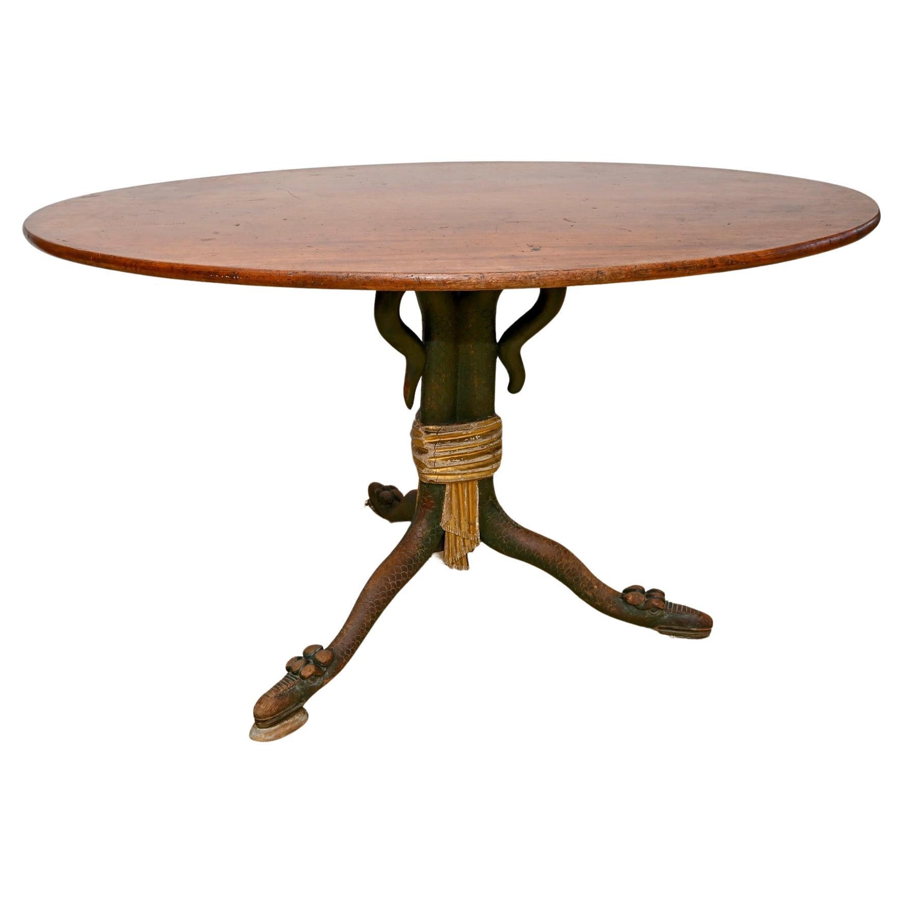 19th Century Berlin Oval Plate Table on Carved Foot Dining Table For Sale