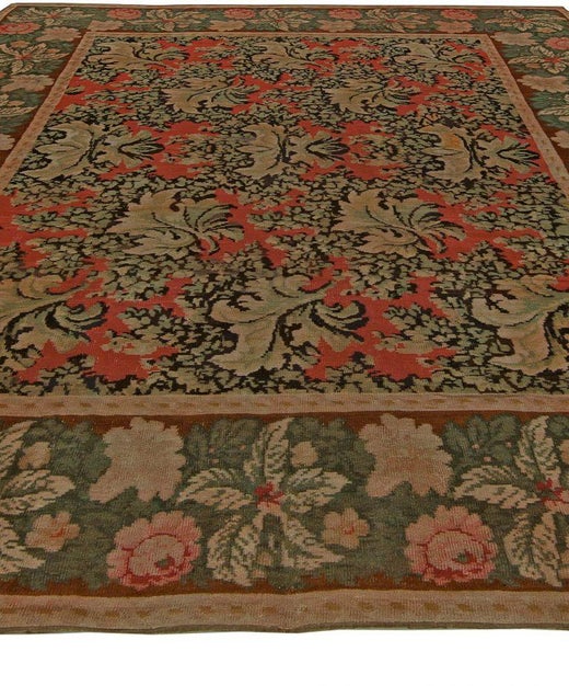 19th Century Bessarabian Brick Red Forest Green Pale Moss And 19th Century Bessarabian Brick Red