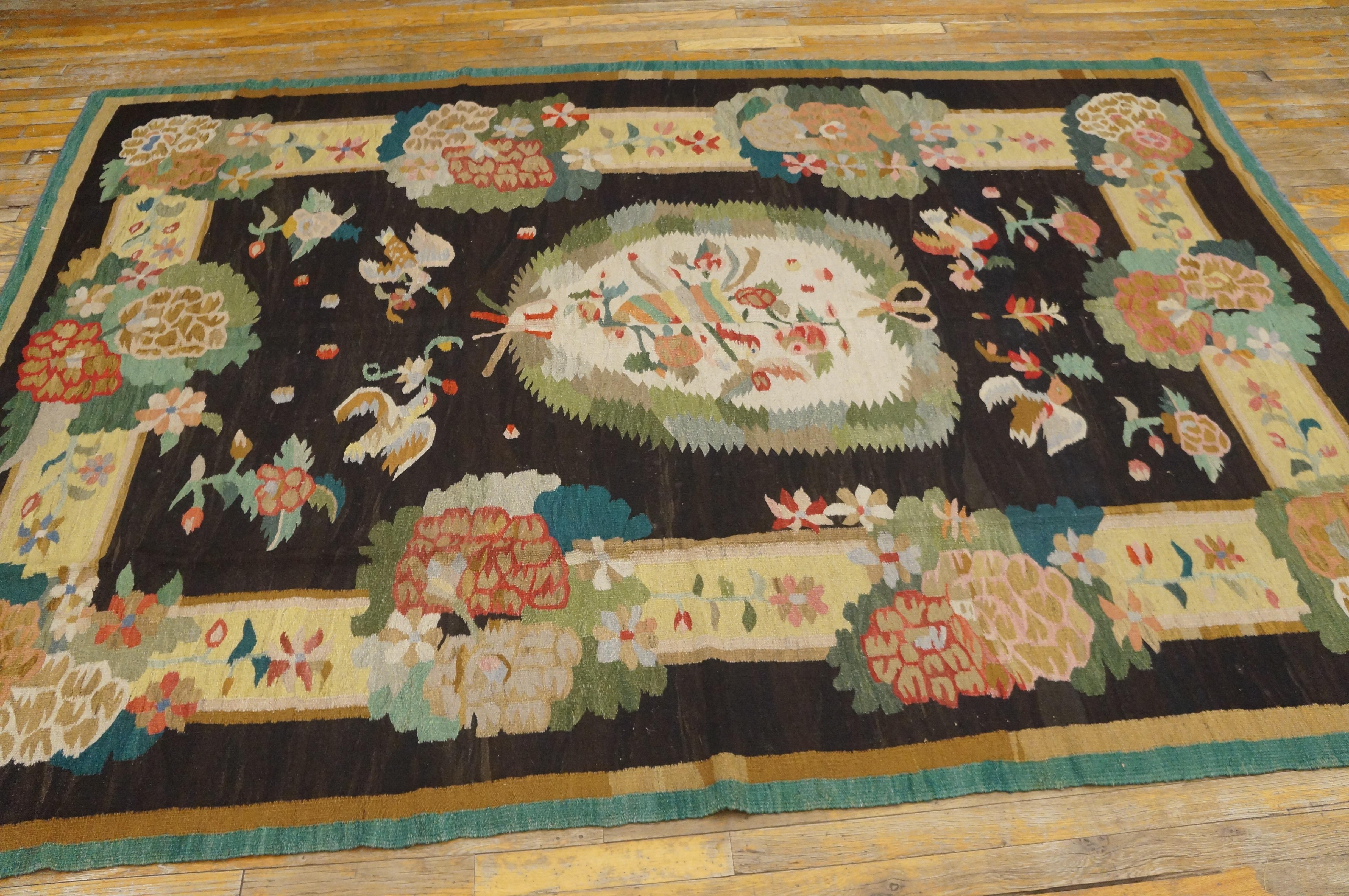 19th Century Besserabian Flat-Weave Carpet ( 6'9