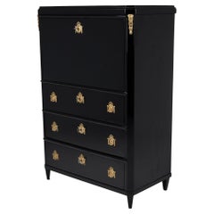 19th Century Biedermeier Antique Ebonized Secretary