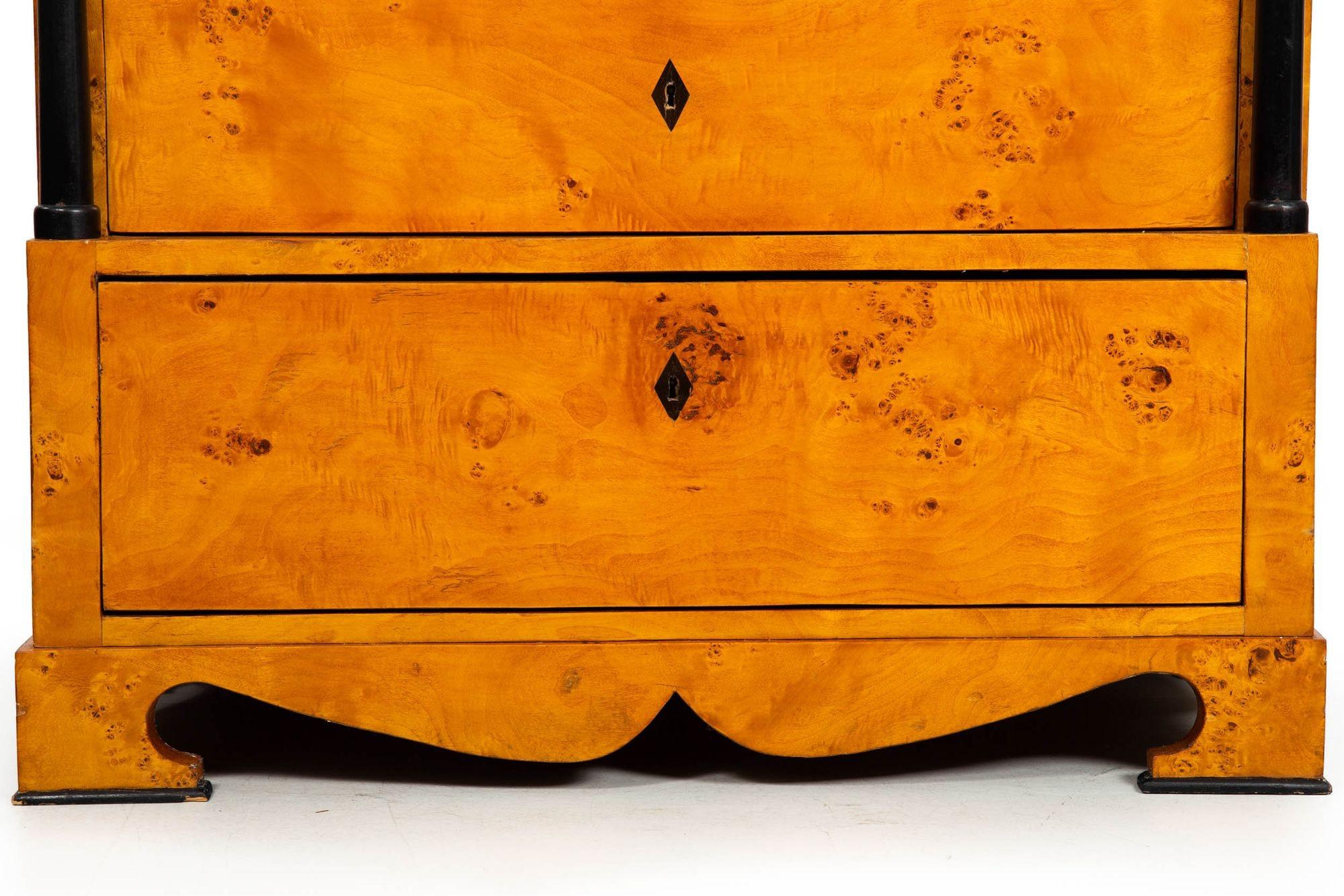 19th Century Biedermeier Antique Karelian Birch Chest of Drawers Commode For Sale 2