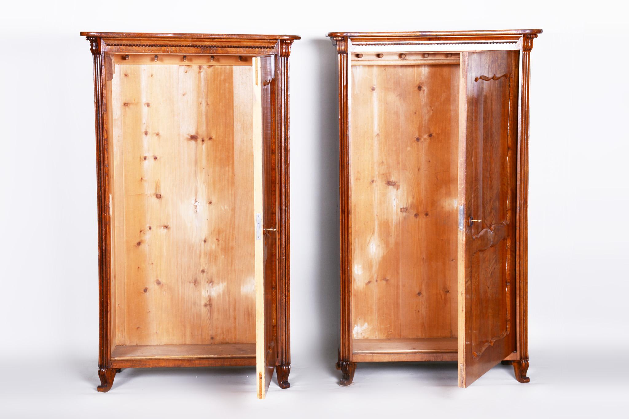 19th Century Biedermeier Ash Pair of Wardrobes, Completely Restored, 1840s In Good Condition In Horomerice, CZ