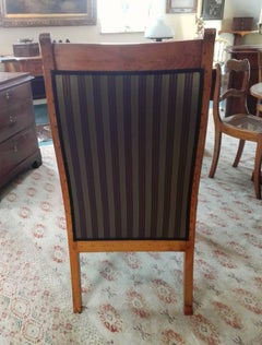 19th Century Biedermeier Ash Wood Armchair Restored Polished Upholstered