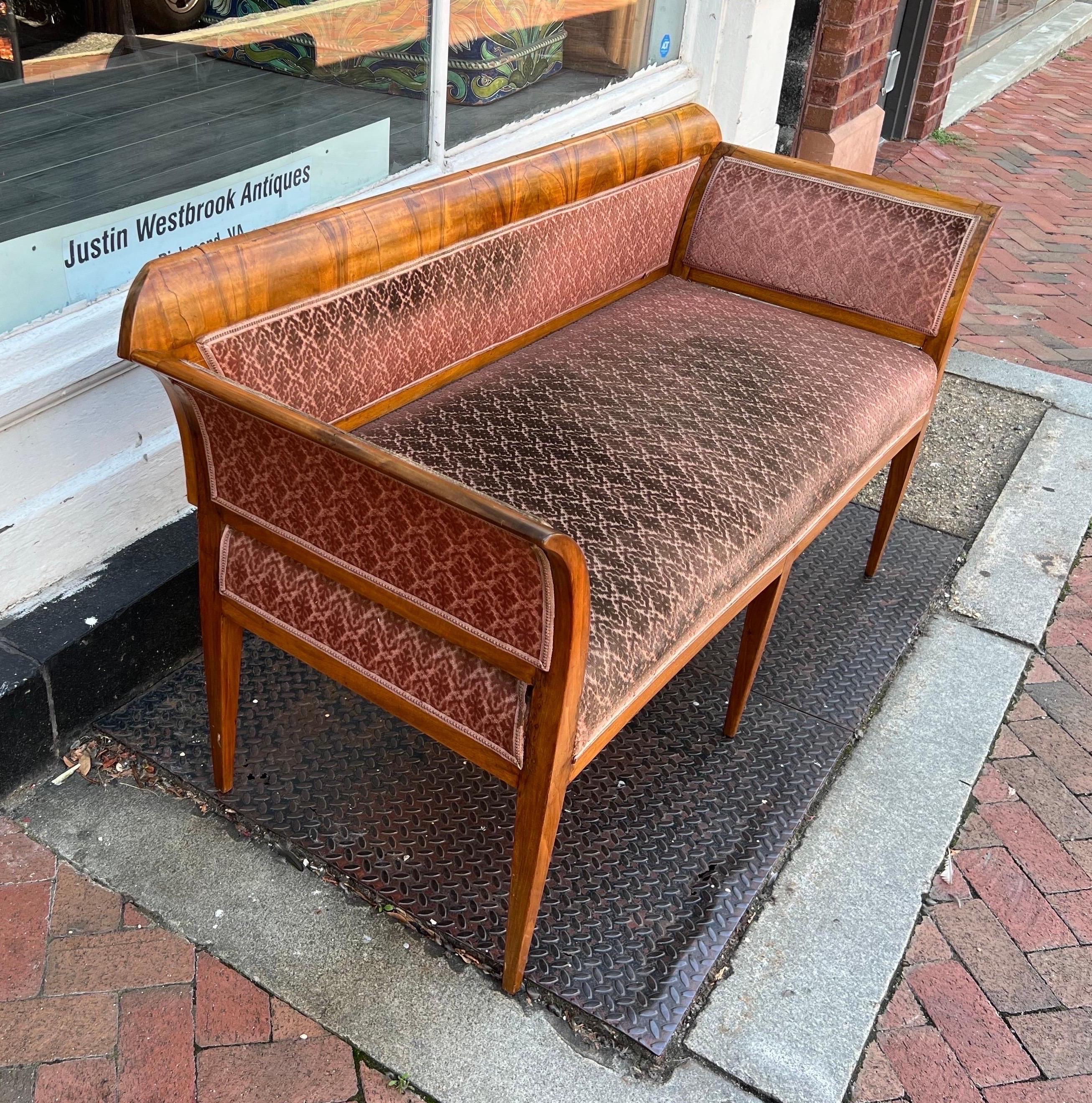 19th Century Biedermeier Bench with Neoclassical Legs In Good Condition For Sale In Charleston, SC