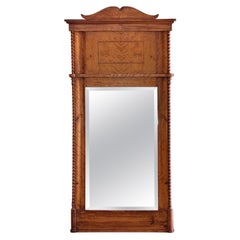19th Century Biedermeier Birch Mirror with Rope-Twist Columns