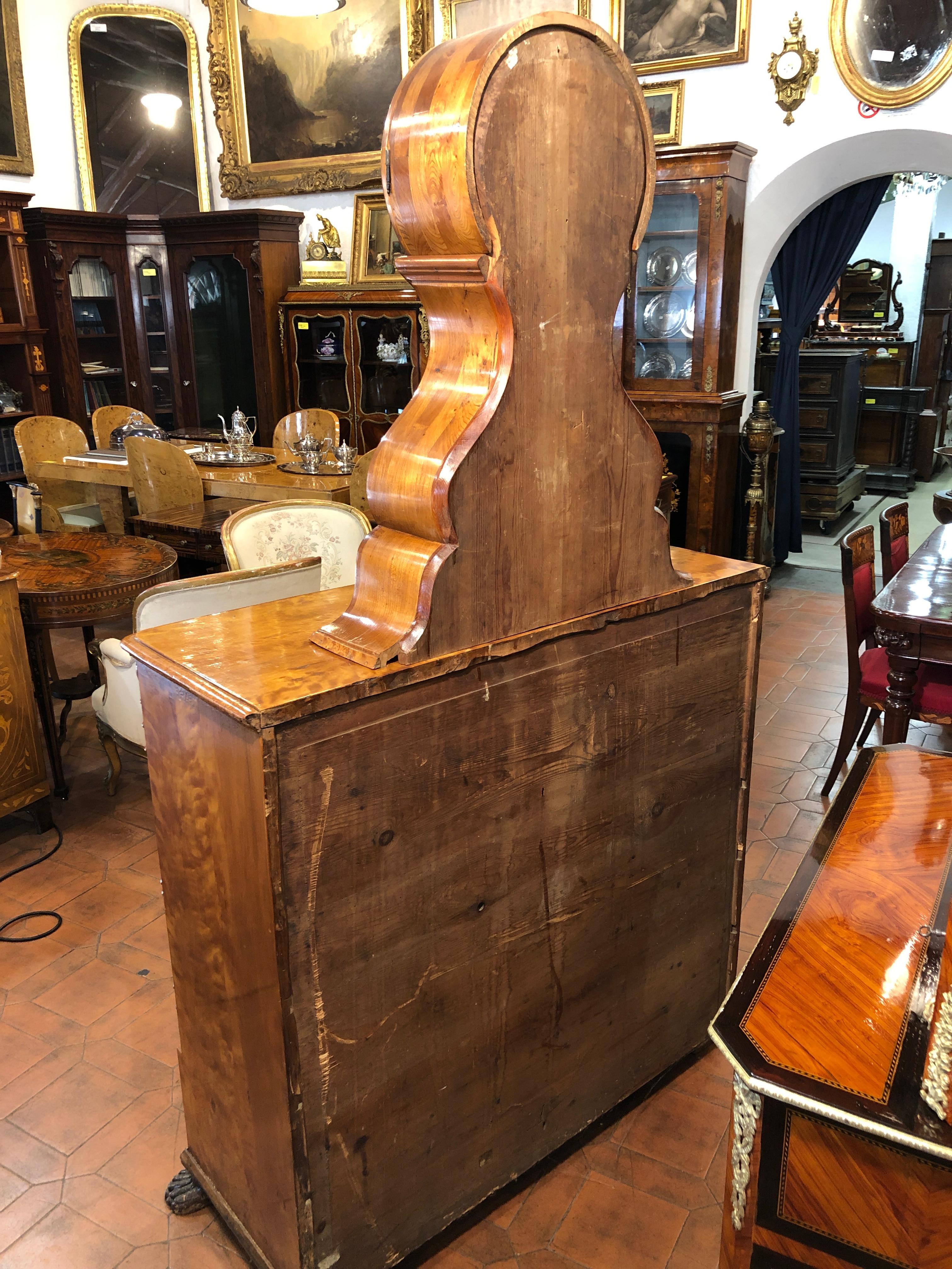 19th Century Biedermeier Birch Root Sweden Secretaire with Clock, 1867s 9