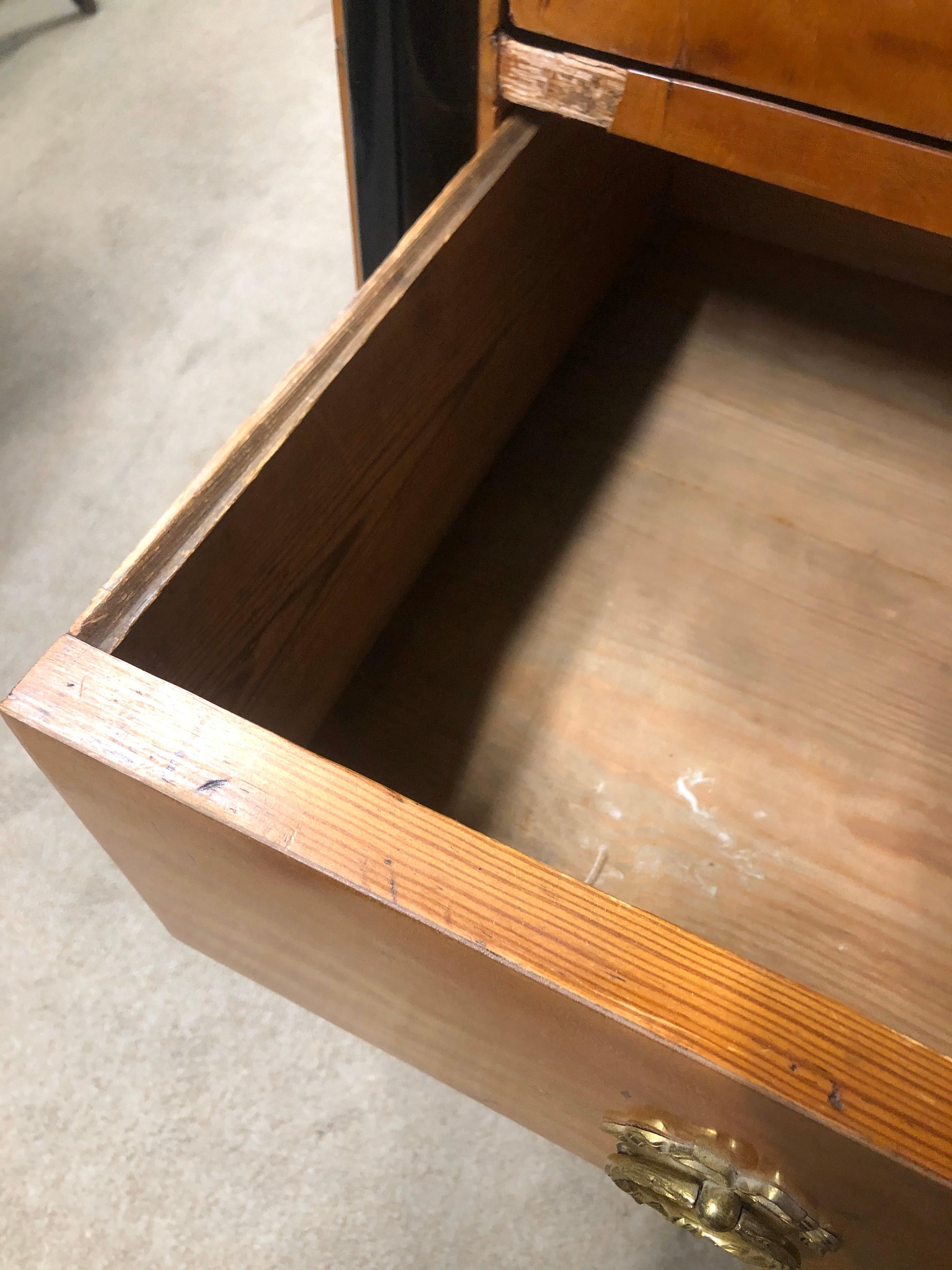 19th Century Biedermeier Birch Wood Chest of Drawers Secretaire, 1830s 10