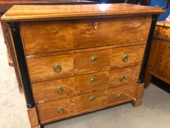 19th Century Biedermeier Birch Wood Chest of Drawers Secretaire, 1830s
