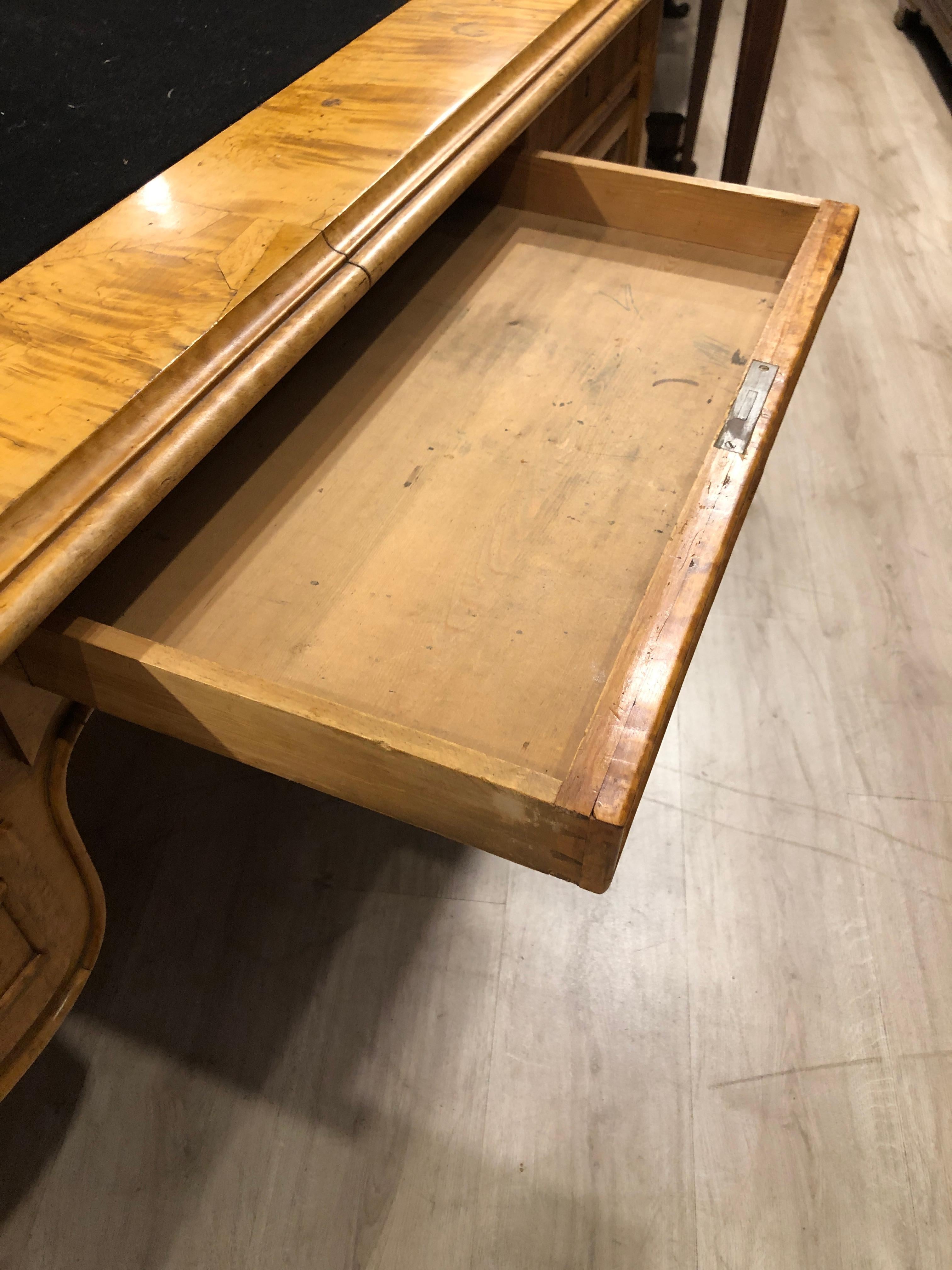 19th Century Biedermeier Birch Wood Partner Desk, 1860s 6