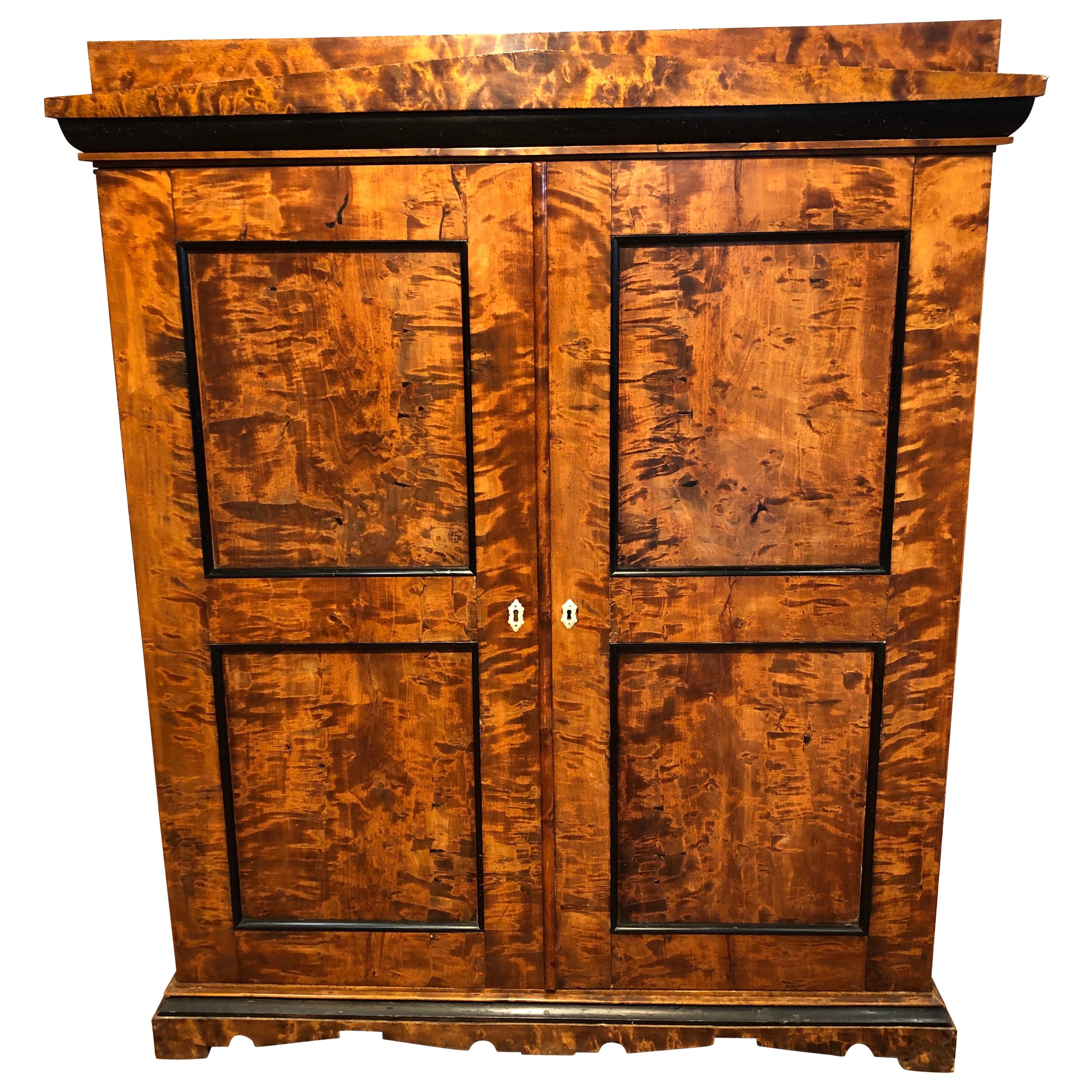 19th Century Biedermeier Birchwood Sweden Secretaire and Armoires , 1830s For Sale